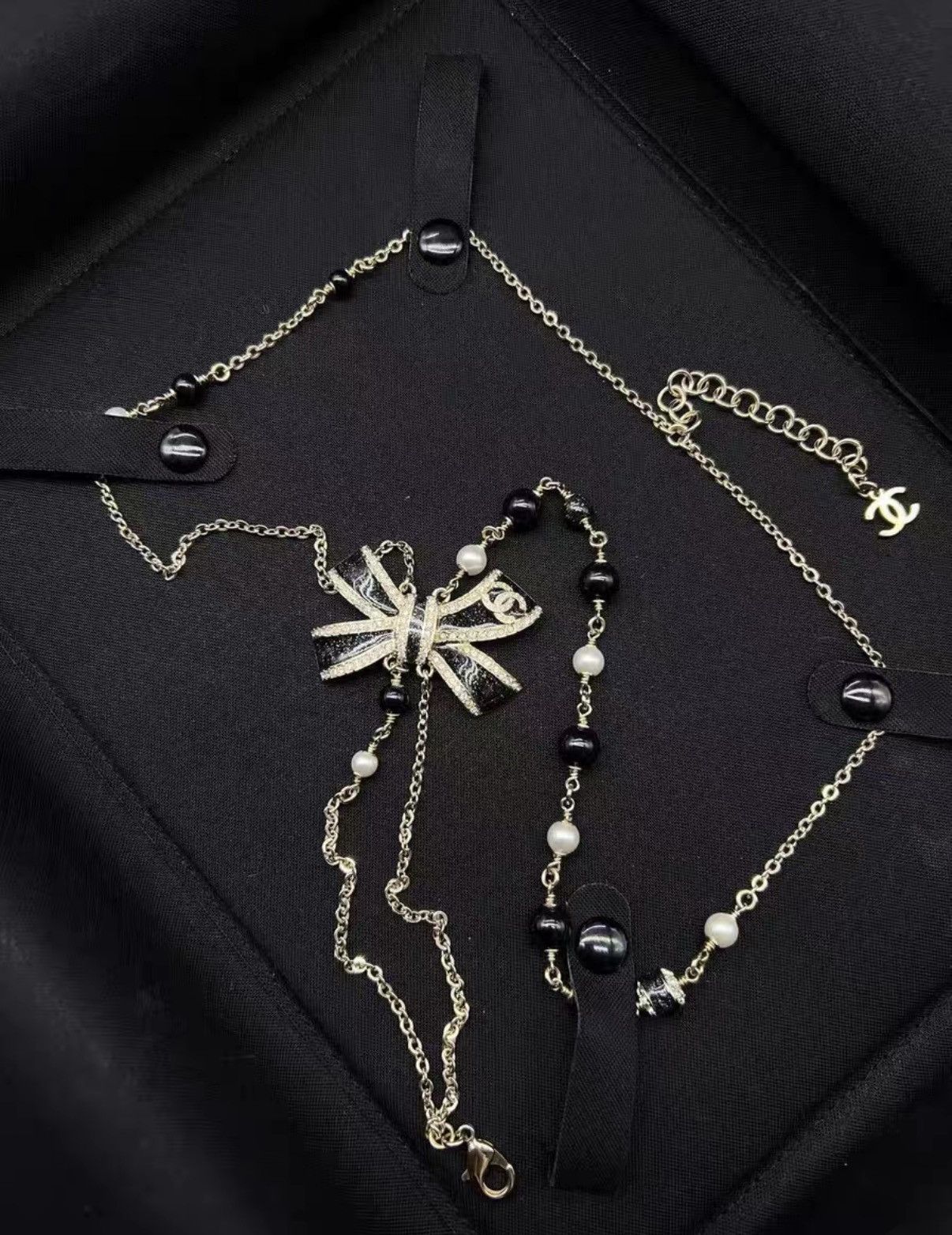 Chanel Chanel 2025 new black bow double-chain necklace J38 Size ONE SIZE - 2 Thumbnail