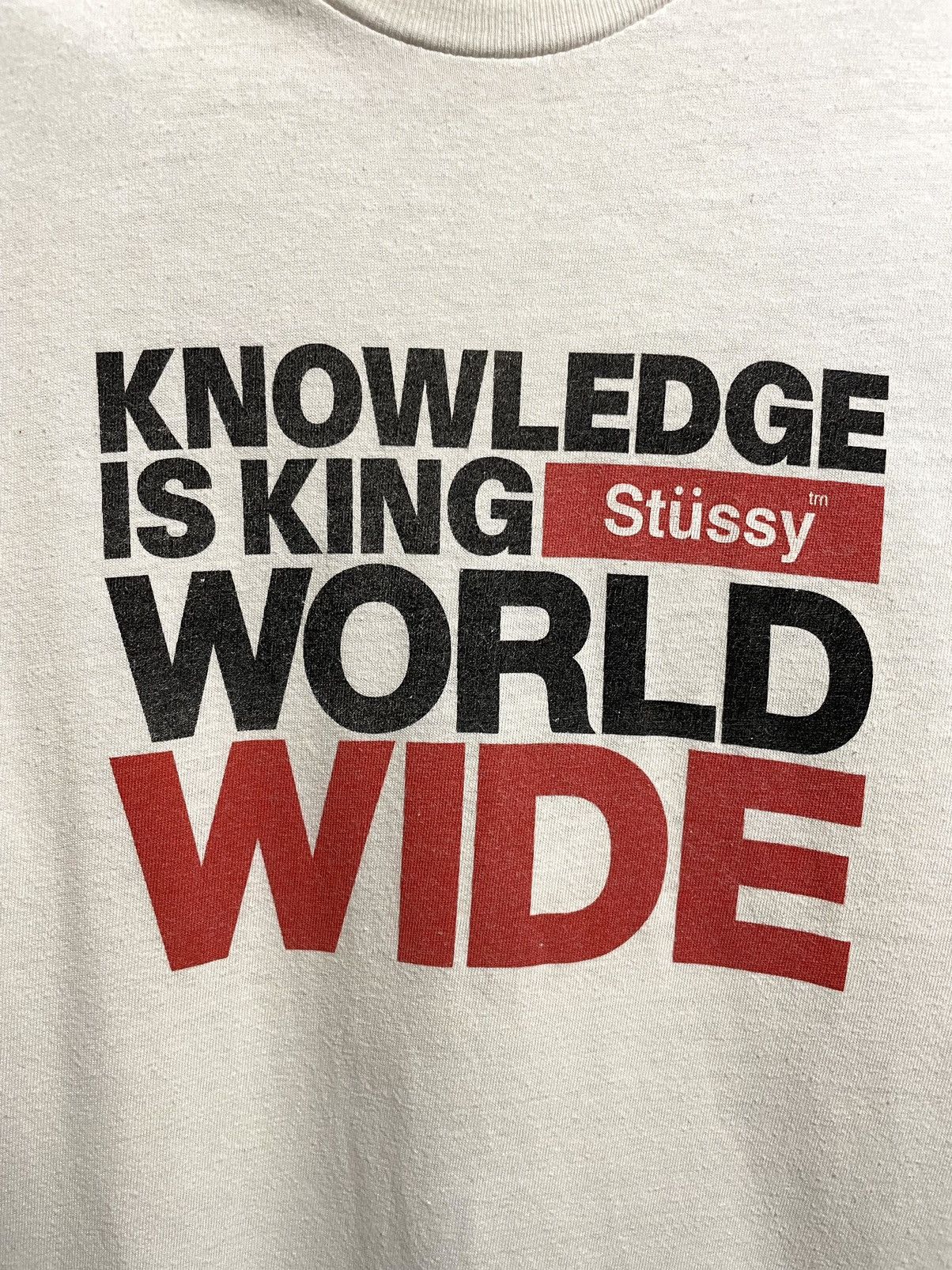 Stussy Vintage Y2K Stussy Knowledge Is King T-Shirt Size M White Size US M / EU 48-50 / 2 - 3 Thumbnail