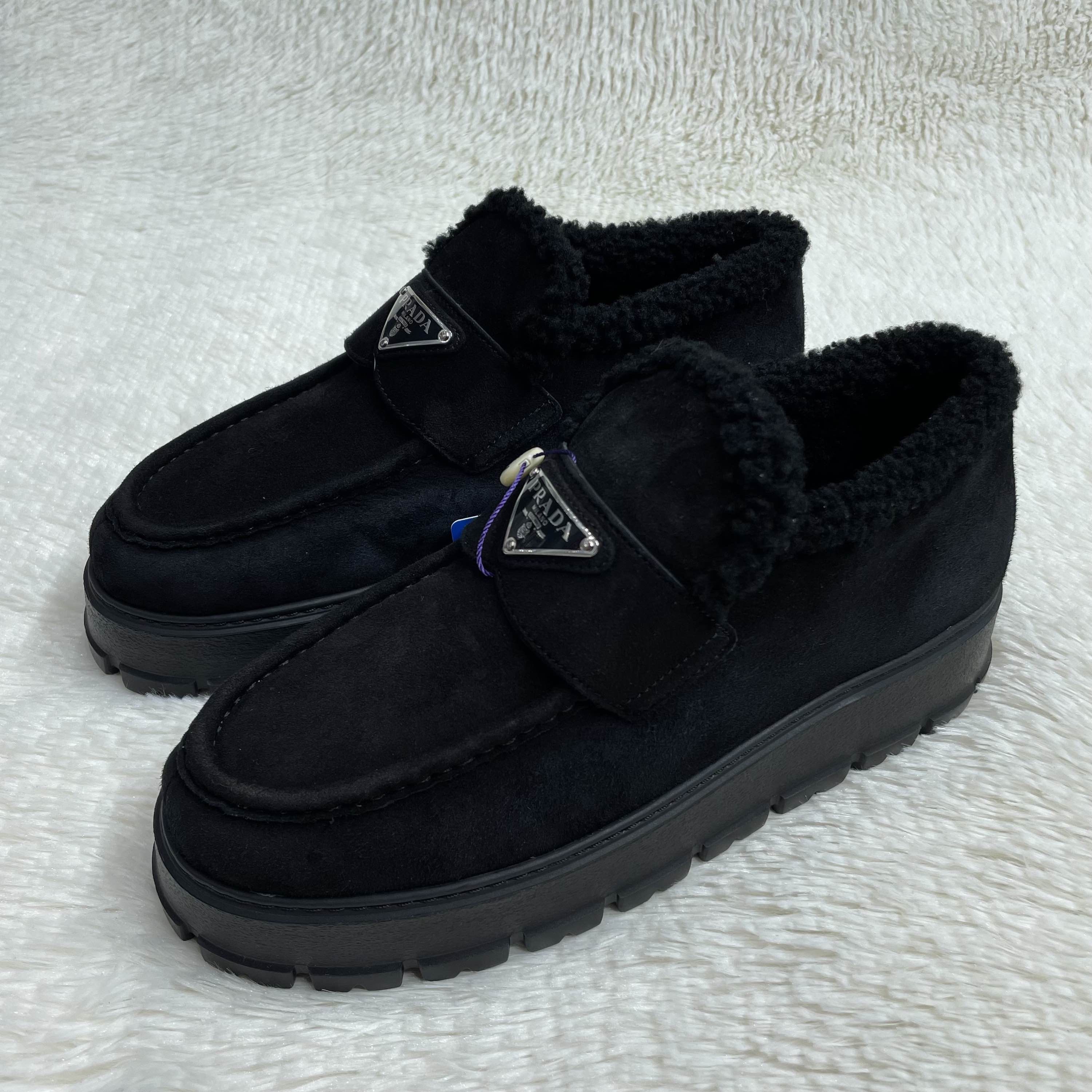 Prada Prada Shearling Lined Suede Slip Ons Size 39 Size US 9 / IT 39 - 1 Thumbnail