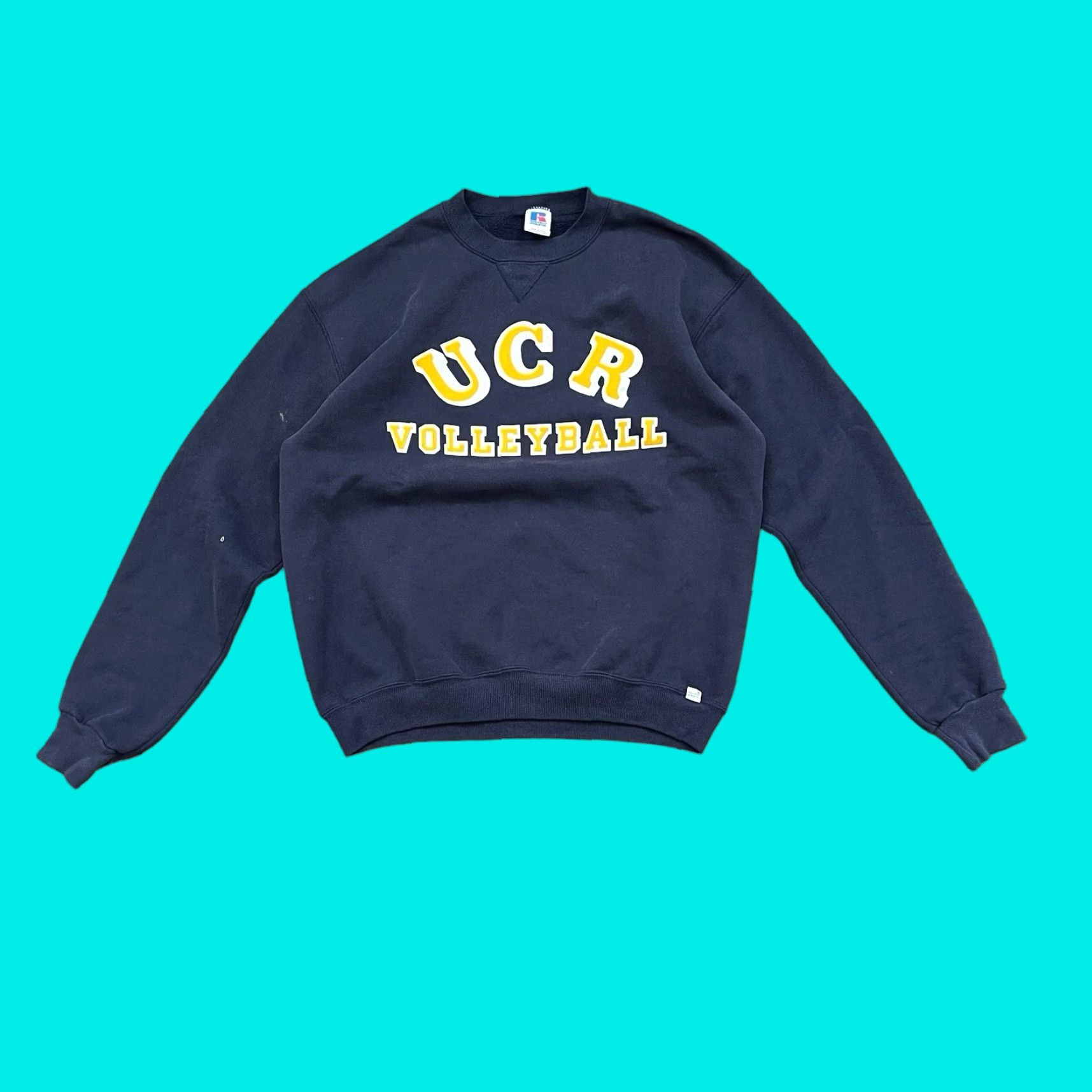 VINTAGE Russell Athletic Sweatshirt Crew Neck Pullover Volleyball UCR University Riverside Large USA Men Blue KS