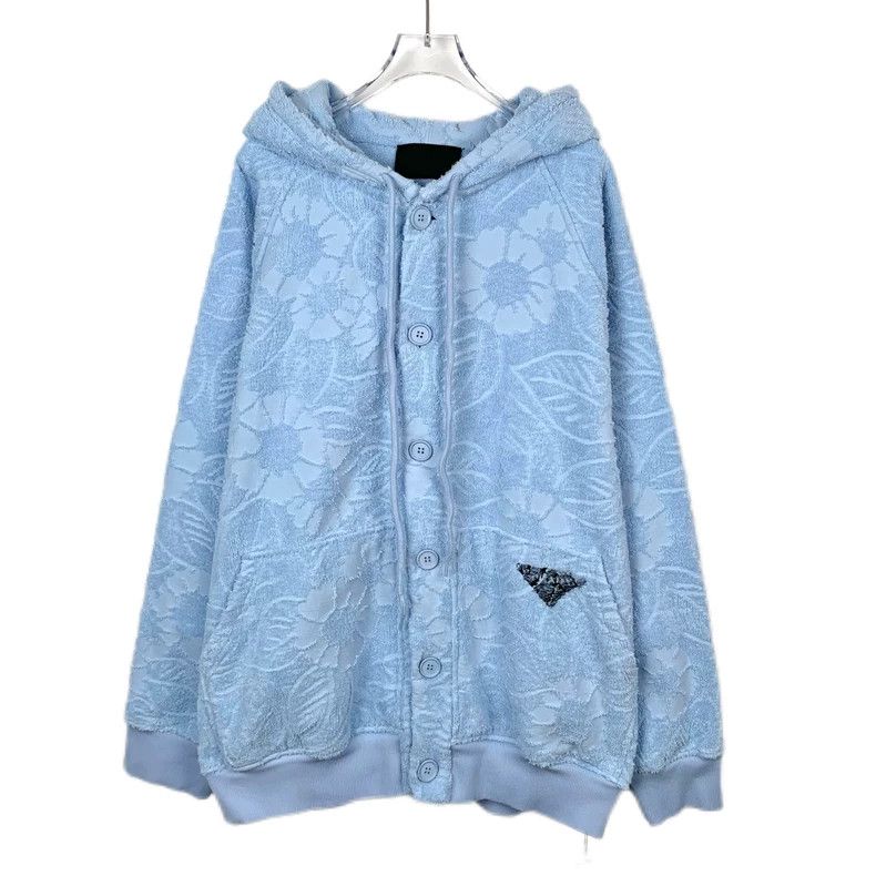 Prada Prada Blue full-print floral logo printed hooded drawstring Size US S / EU 44-46 / 1 - 1 Thumbnail