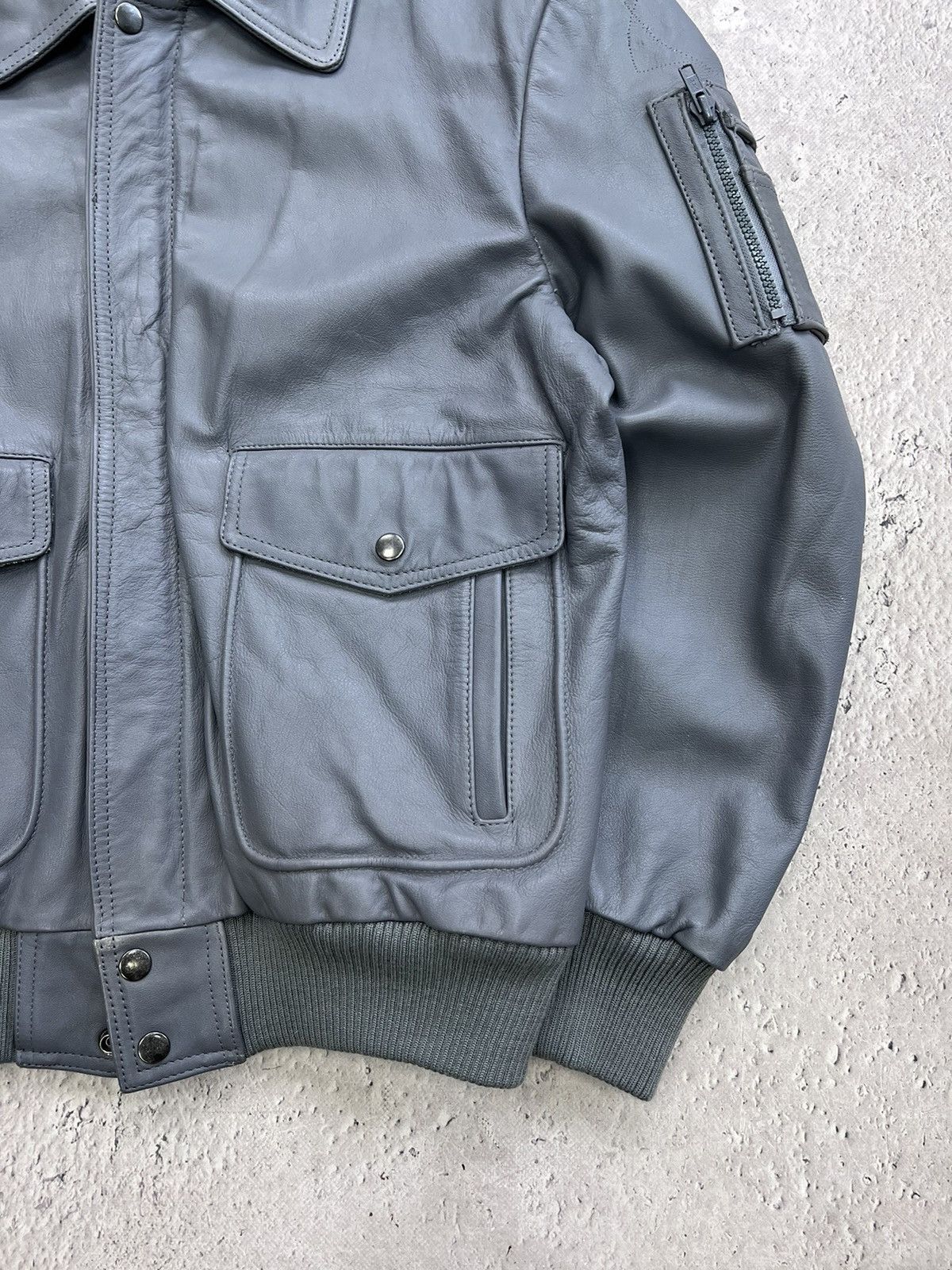 Genuine Leather × Japanese Brand Vintage Grey Leather y2k Biker AVIATOR Racing Jacket Size US M / EU 48-50 / 2 - 4 Thumbnail