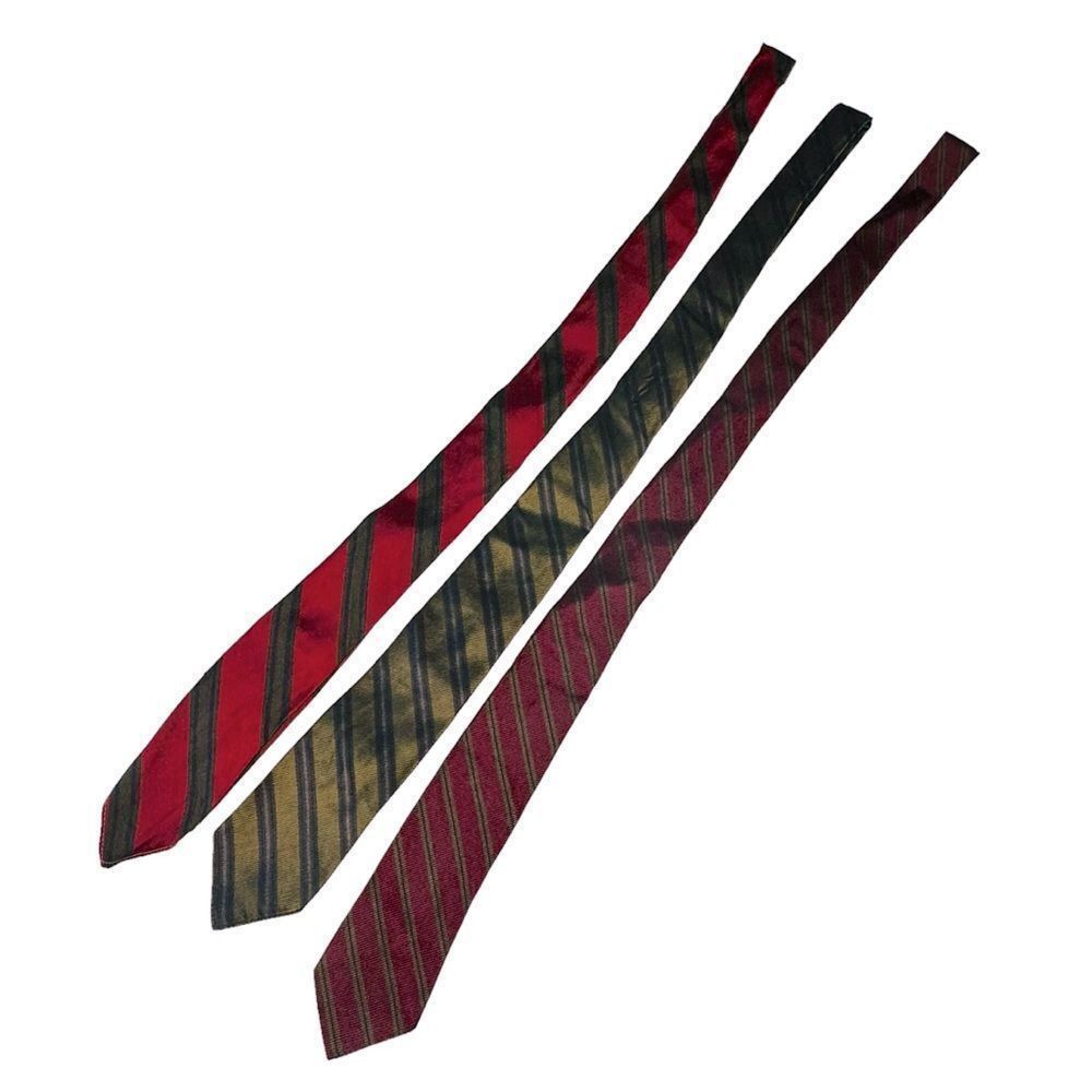 Vintage Vintage 60s Silk Reds, Greens and Golds Striped Neck ties Size ONE SIZE - 2 Thumbnail