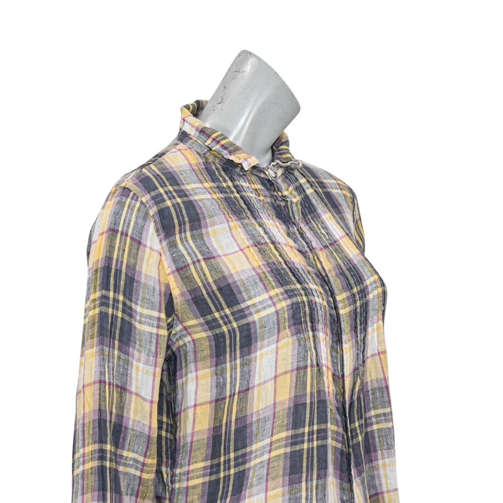 CP Shades CP SHADES Linen Button up Shirt pleaded front plaid Medium Size M / US 6-8 / IT 42-44 - 11 Thumbnail