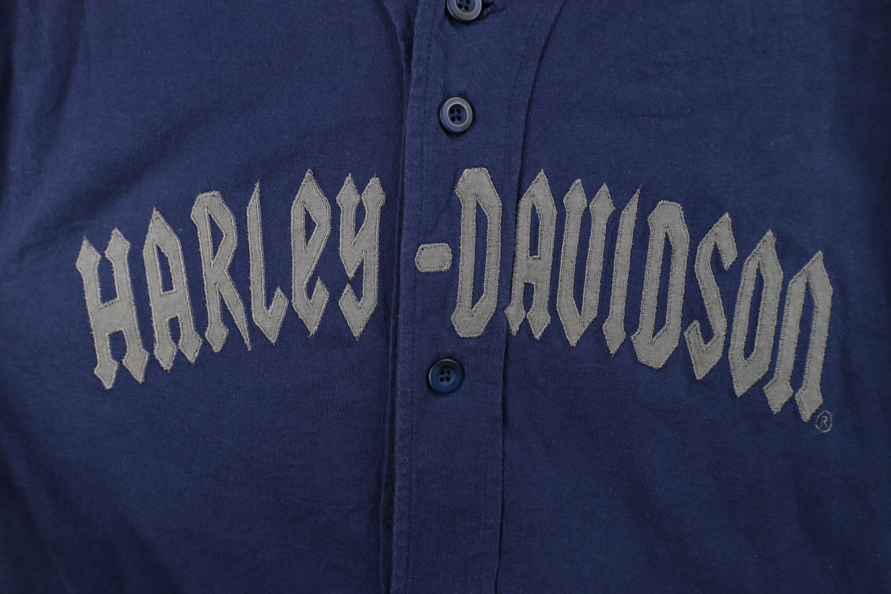 Harley Davidson Vintage 90s Y2K Harley Davidson Baseball Jersey Shirt Blue Size US L / EU 52-54 / 3 - 5 Thumbnail