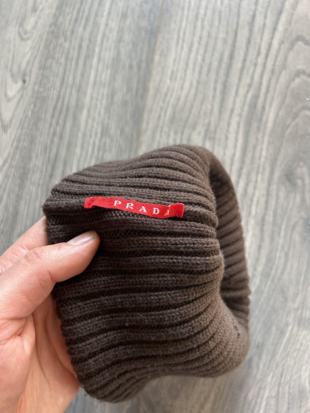 Prada Prada Brown Ribbed Wool Beanie Size ONE SIZE - 3 Thumbnail