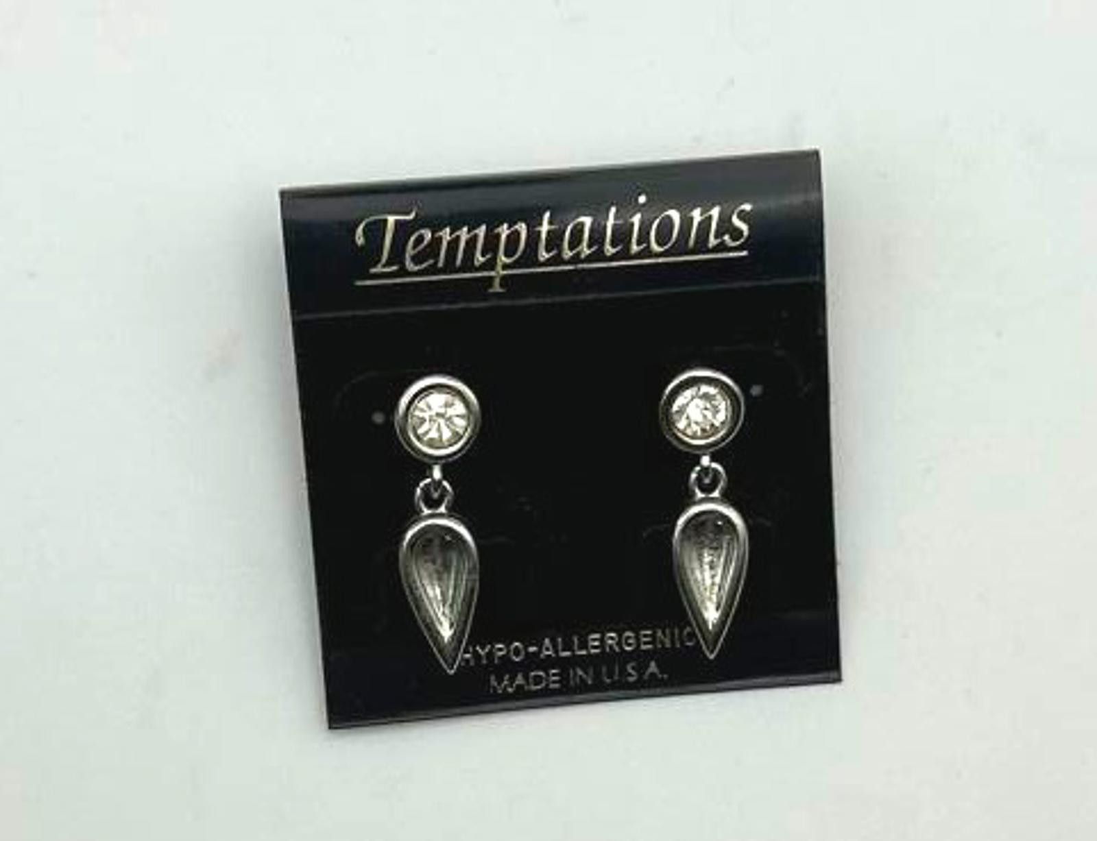 Designer Vintage Silver Tone Earrings – Minimalist Drop Jewelry Size ONE SIZE - 2 Thumbnail