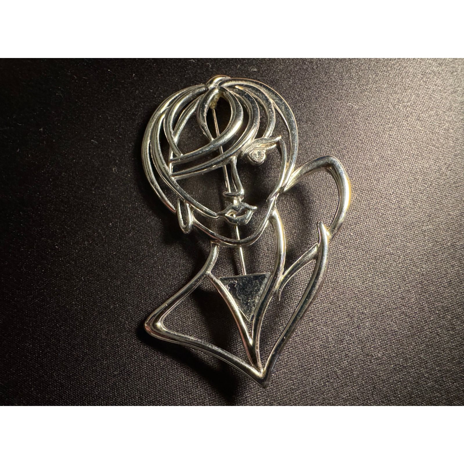 Other JJ Brooch of Large Woman w/ Crystal Eye Silver Tone Size ONE SIZE - 2 Thumbnail