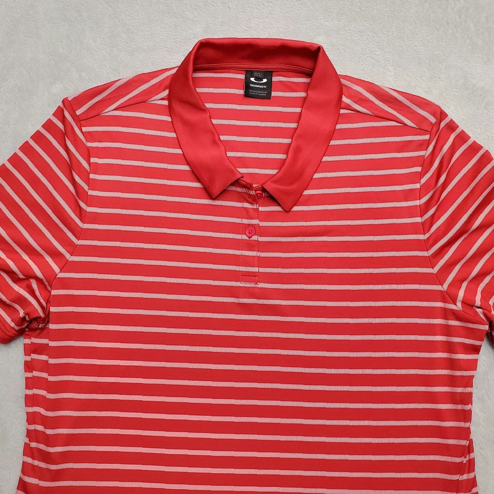 Oakley Oakley Shirt Womens L Red Striped Polo Polyester Performance Golf Casual Size L / US 10 / IT 46 - 2 Thumbnail