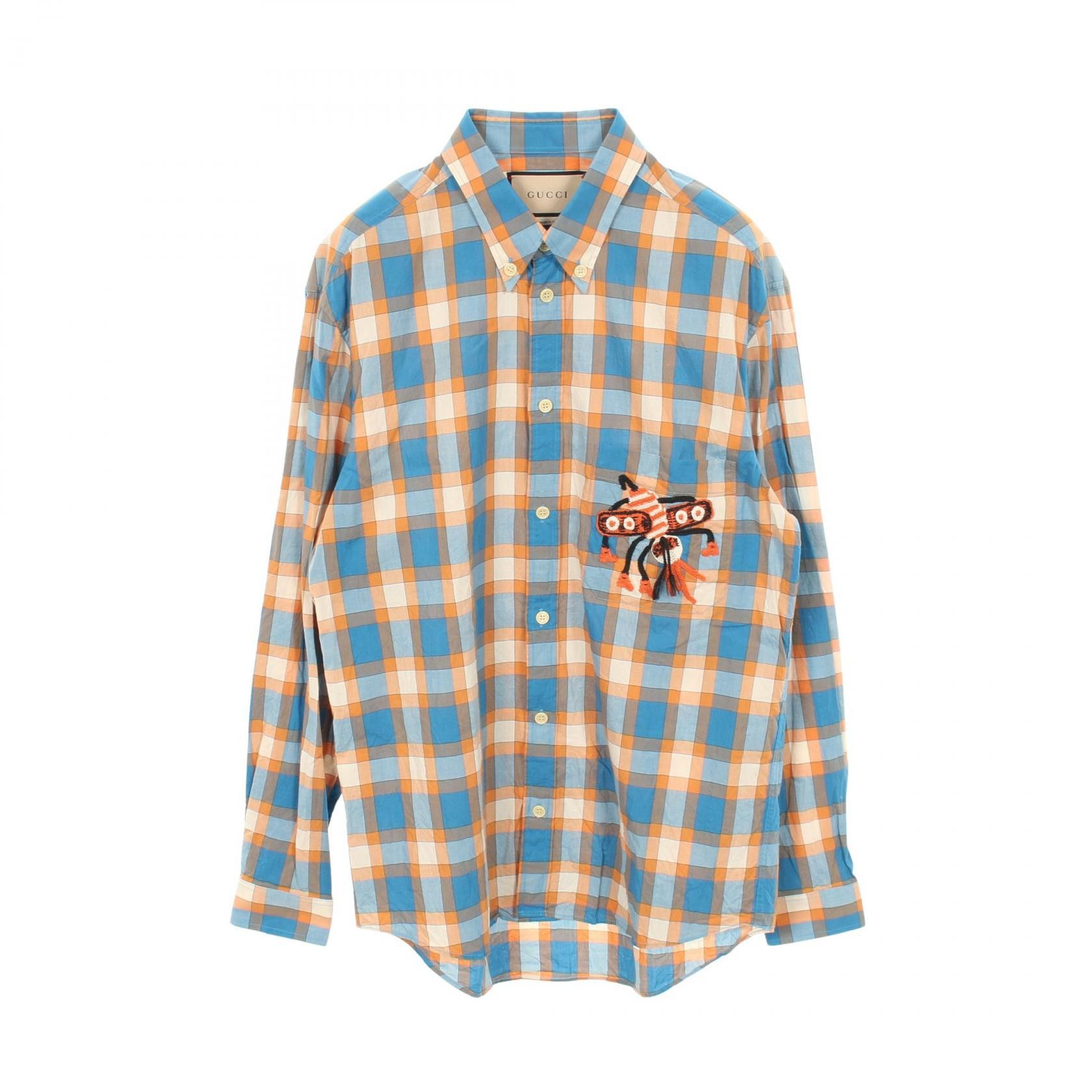 Gucci Gucci Gucci Freyja Hartas Animal Embroidery Check Shirt Cotton Shirt Textile Tops DUTY FREE for USA Size ONE SIZE - 1 Thumbnail