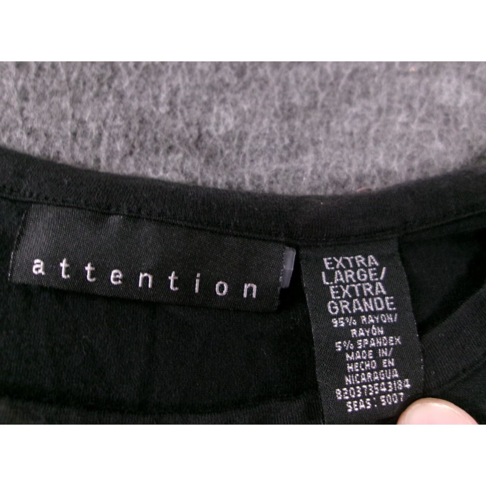 Vintage Attention Women XL Black T-Shirt Cap Sleeve Round Neck Pullover Basic Casual Everyday All Seasons Size XL / US 12-14 / IT 48-50 - 6 Thumbnail
