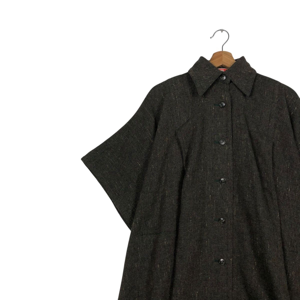 Issey Miyake 🔥VINTAGE 70’s ISSEY MIYAKE WOOL HERRINGBONE LONG CLOAKS Size US L / EU 52-54 / 3 - 4 Thumbnail
