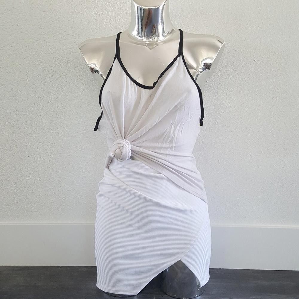 Designer White Black Trim Melville Racerback Tank Size ONE SIZE - 1 Thumbnail