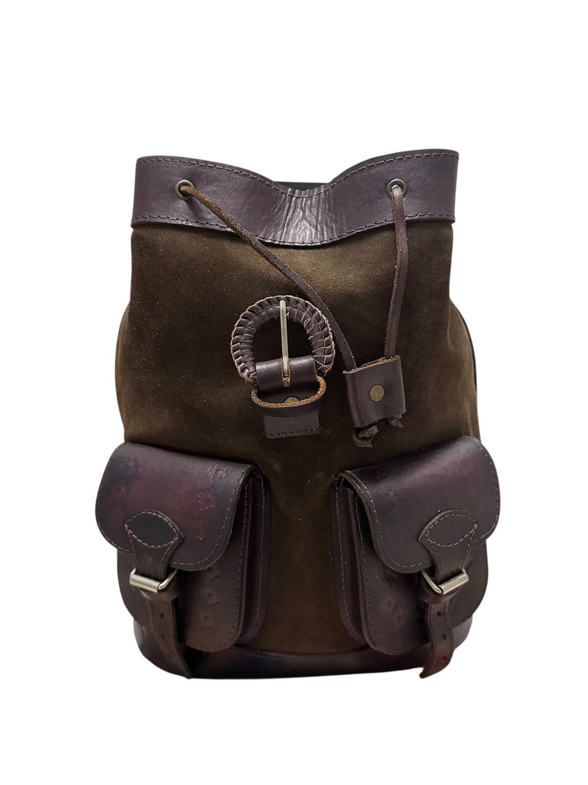 Japanese Brand Vintage Handmade Tactical Pockets Leather Backpack Size ONE SIZE - 8 Thumbnail