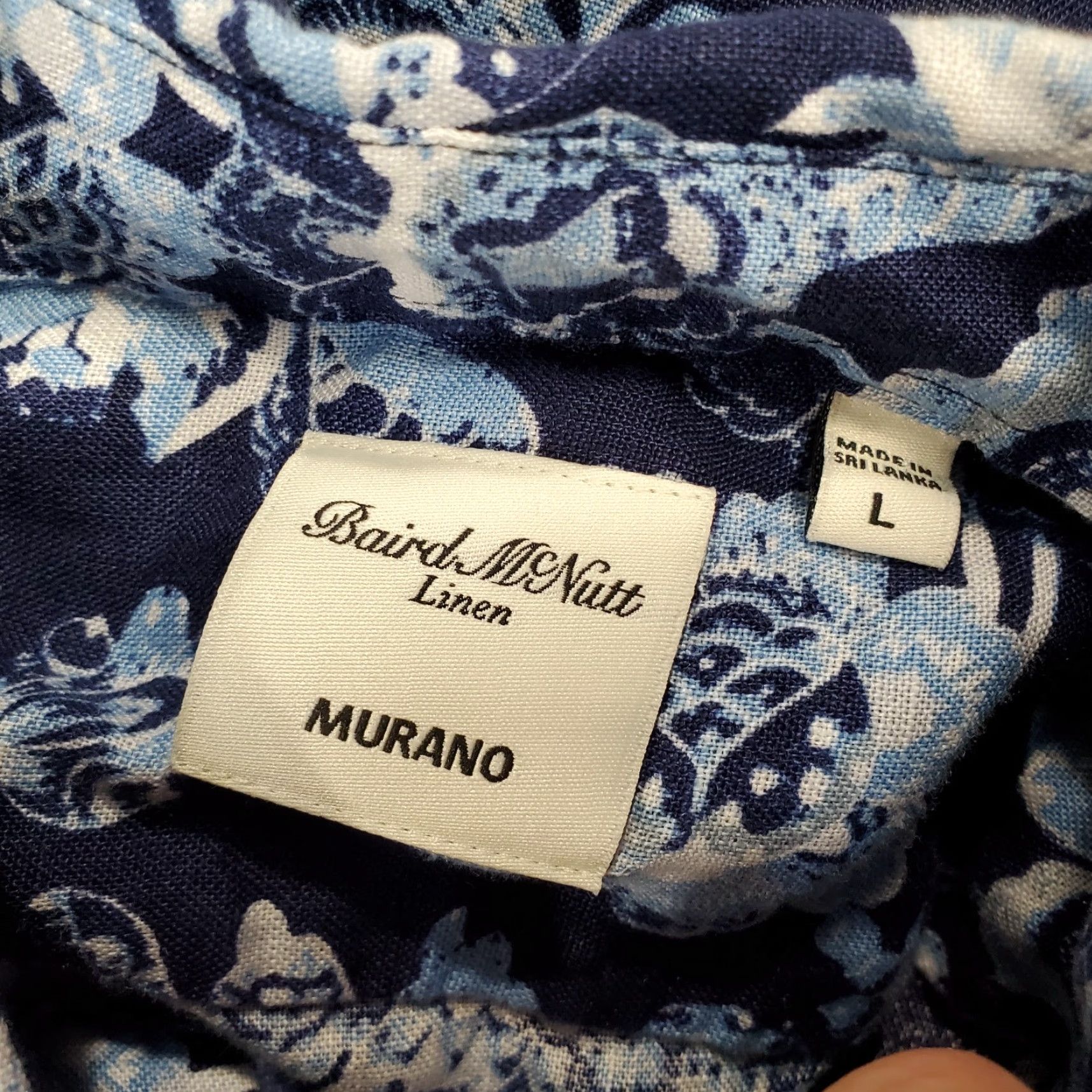 Murano Murano Shirt Mens Large Blue Paisley Button Up Long Sleeve Linen Size US L / EU 52-54 / 3 - 7 Thumbnail