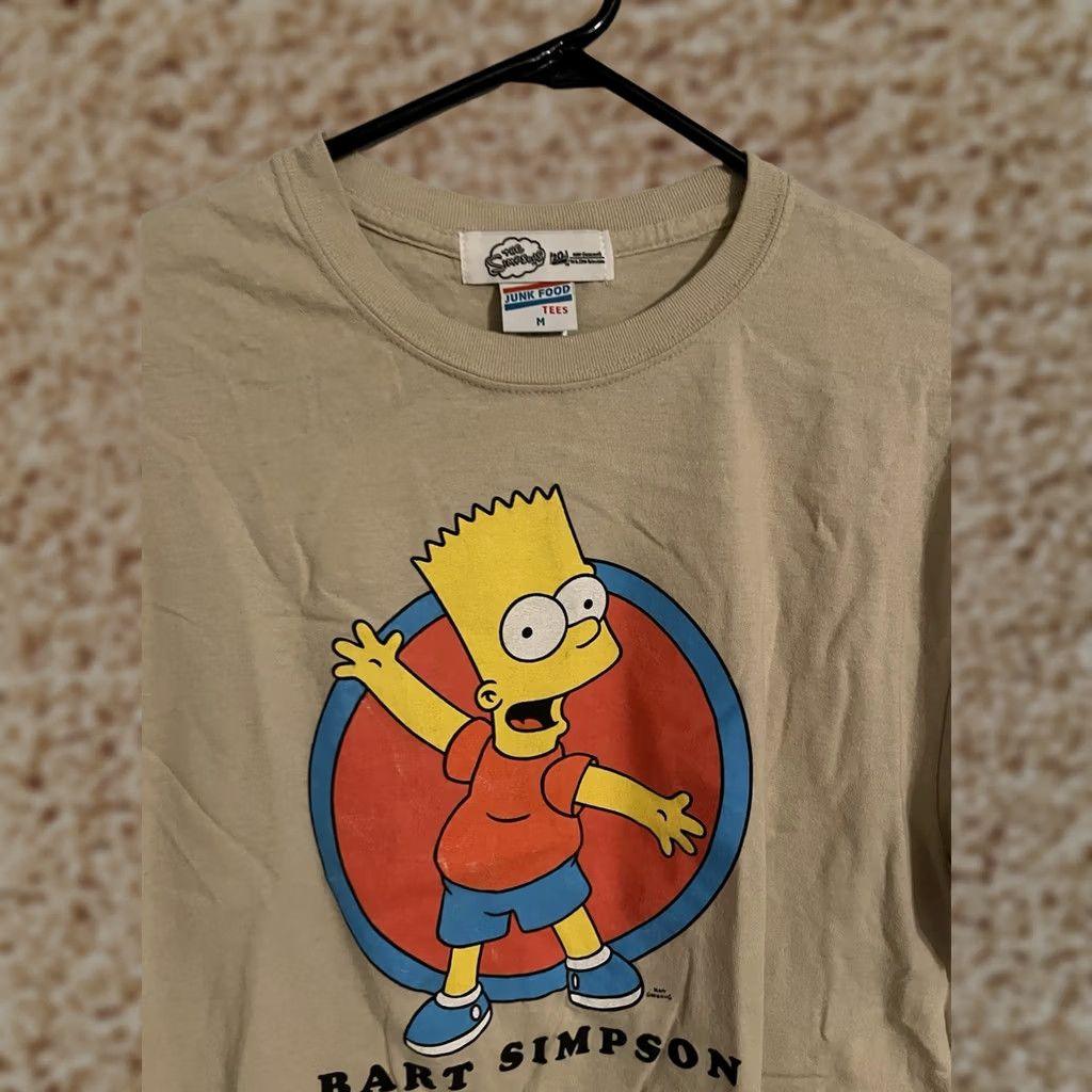 Junk Food VINTAGE The Simpsons Junk Food Bart Beige Cropped S/S T-Shirt Tee Women's Medium Size M / US 6-8 / IT 42-44 - 1 Thumbnail