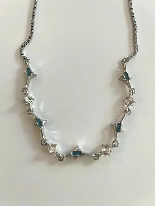 Japanese Brand STEAL! Y2K Japan Blue Crystal Necklace Size ONE SIZE - 1 Thumbnail