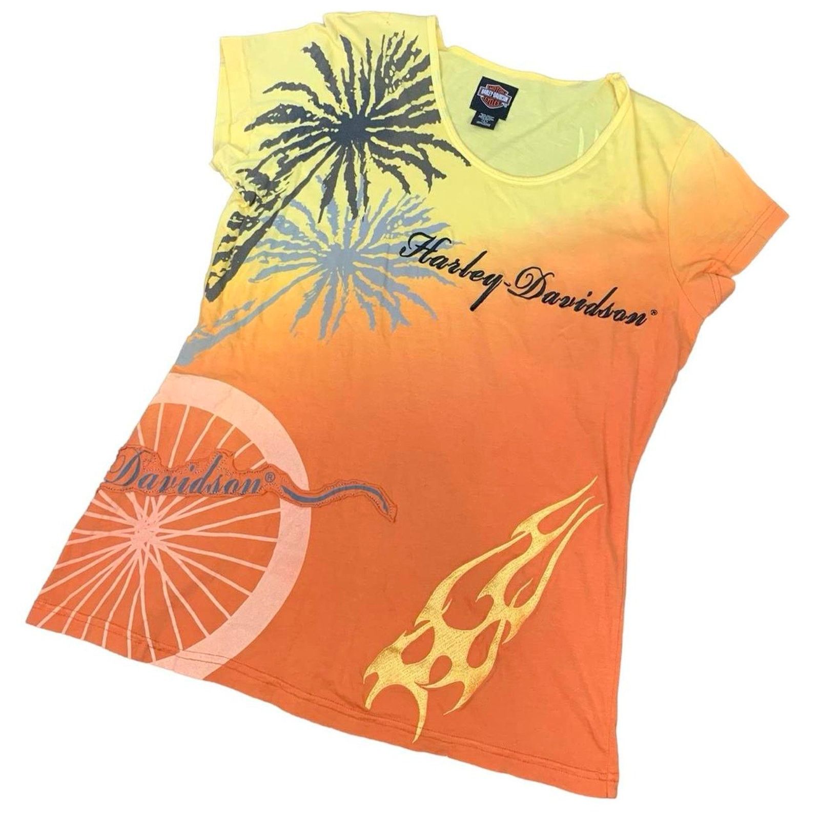 Harley Davidson × Vintage Vintage Y2K Harley Davidson Bedazzled Ed Hardy Style T-shirt Size L / US 10 / IT 46 - 1 Thumbnail