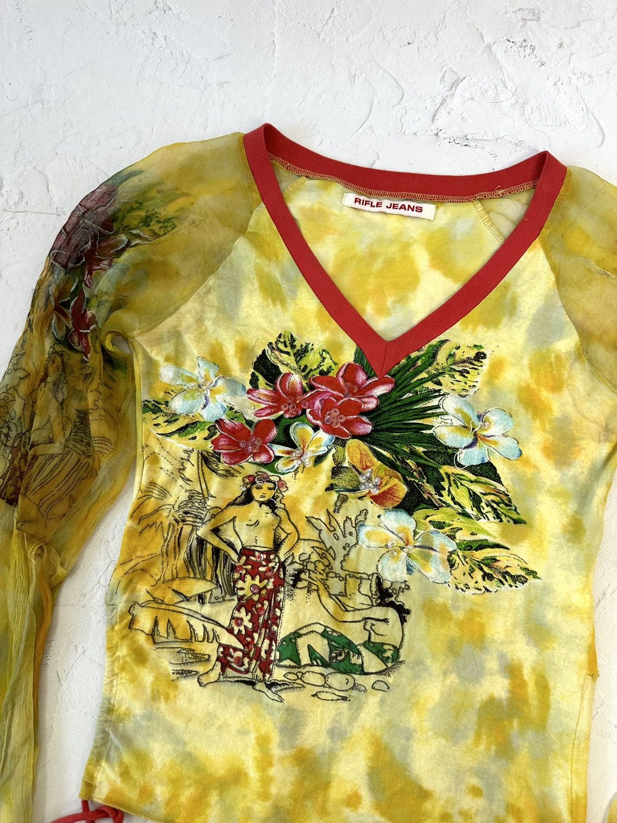 If Six Was Nine Vintage Printed Mesh Flared Sleeves Jumper Size M / US 6-8 / IT 42-44 - 2 Thumbnail