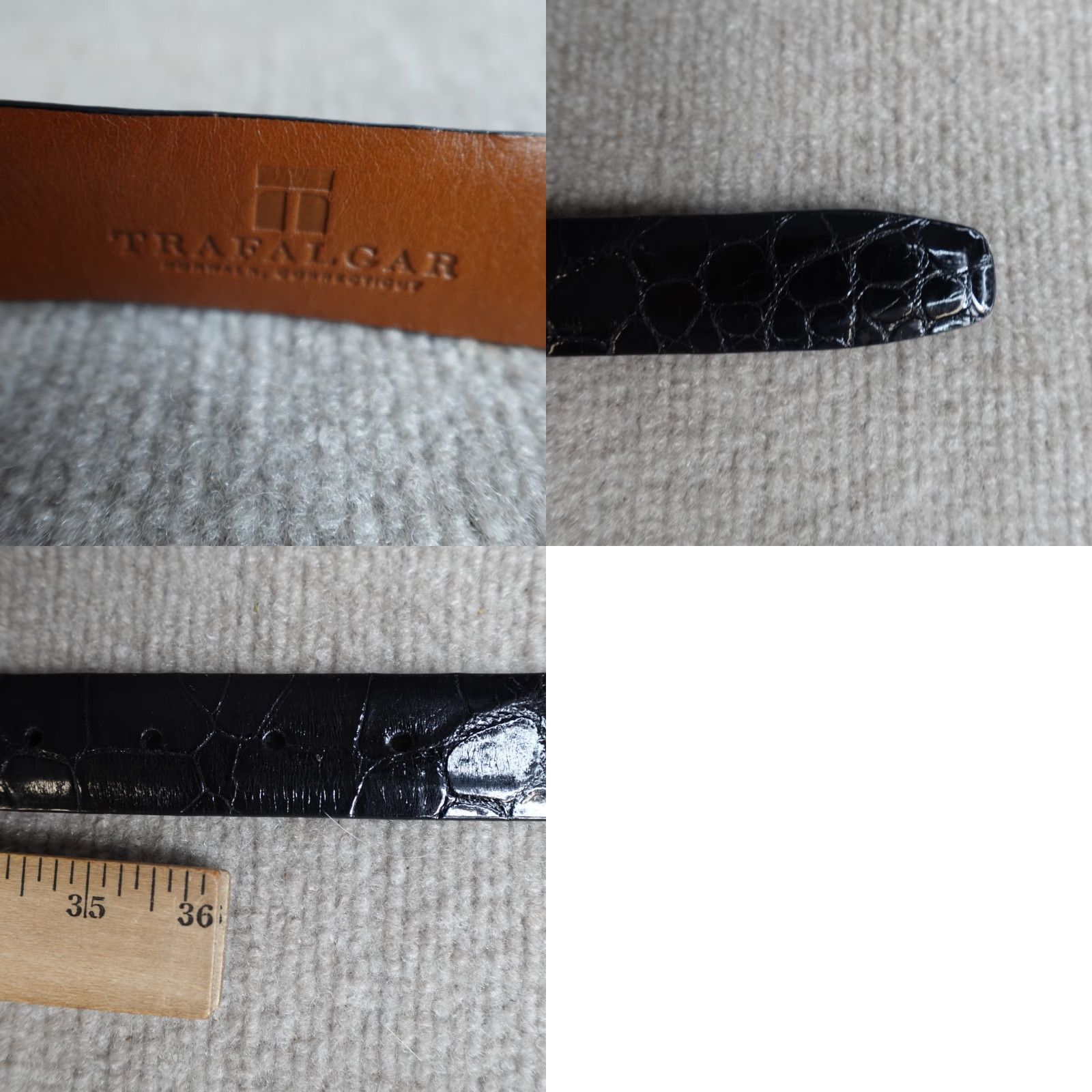 Vintage Traffalgar Mens Belt 36 Black Dress Belt Leather Stainless Steel Buckle Vintage No Size 36 - 9 Thumbnail