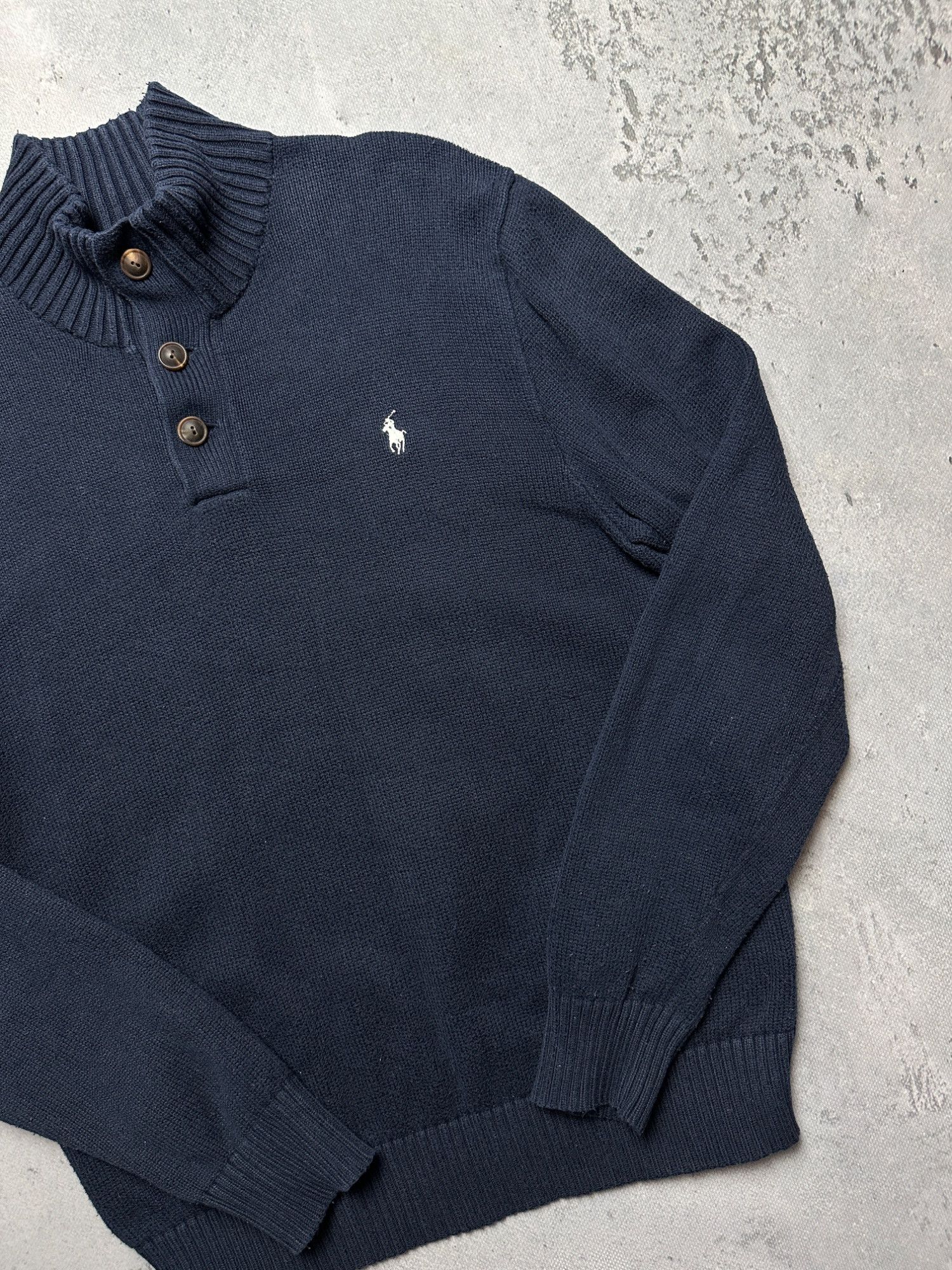 Polo Ralph Lauren Polo Ralph Lauren Navy Cotton Knit Sweater Button-Up y2k 90s Size US L / EU 52-54 / 3 - 6 Thumbnail