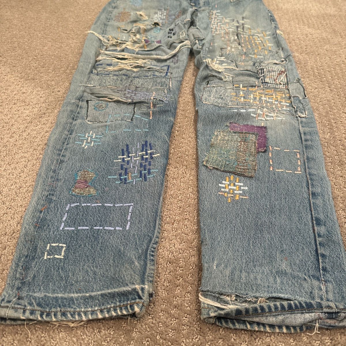 Kentucky Boy Tyler Very Folky Mock Mend Jeans Size US 31 - 2 Thumbnail