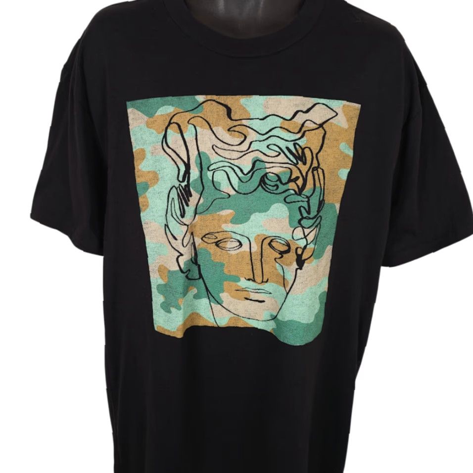 Vintage Apt 9 Camo Medusa T Shirt Mens LT Large Tall Black Camouflage Streetwear Shirt Size US L / EU 52-54 / 3 - 2 Thumbnail