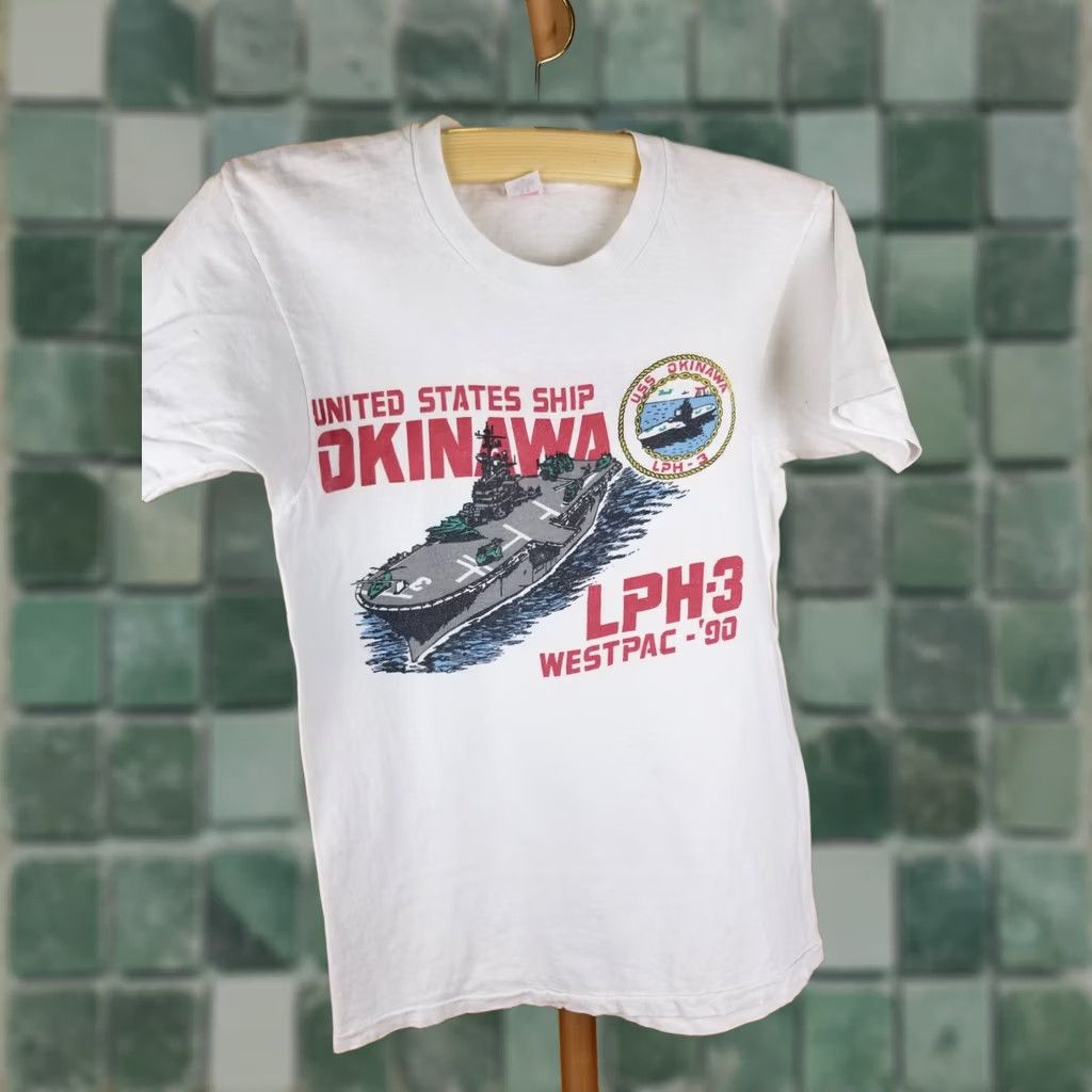 Vintage VINTAGE UNITED STATE SHIP OKINAWA LPH-3 WESTPAC T-SHIIRT S 80' 90 SINGEL STITCH Size US S / EU 44-46 / 1 - 1 Thumbnail