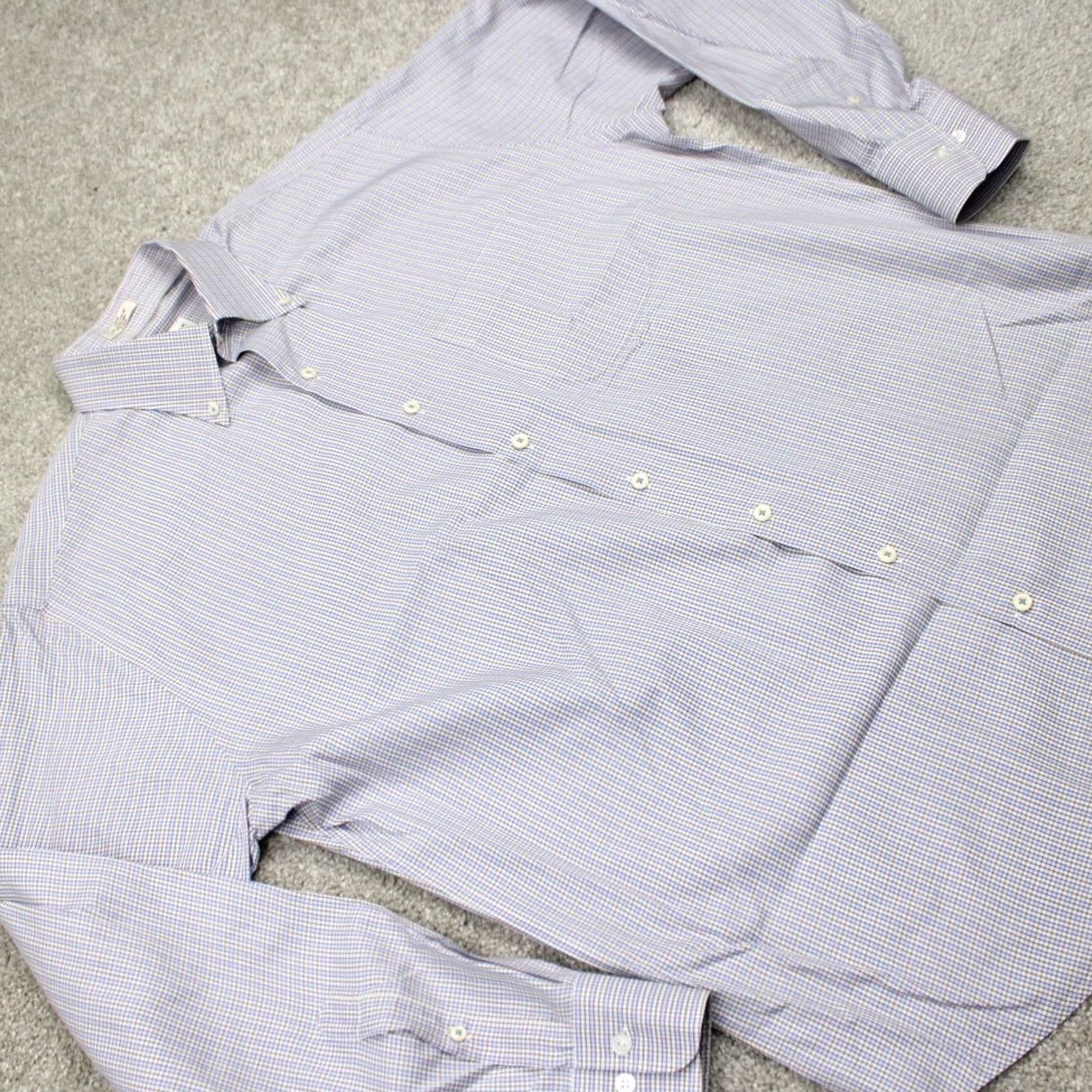 Peter Millar Peter Millar Crown Soft Shirt Adult Large Check Blue/Pink/Tan Cotton/Silk Blend L/S Button-Up Mens Regular Subtle Colorful Pattern Size US L / EU 52-54 / 3 - 6 Thumbnail