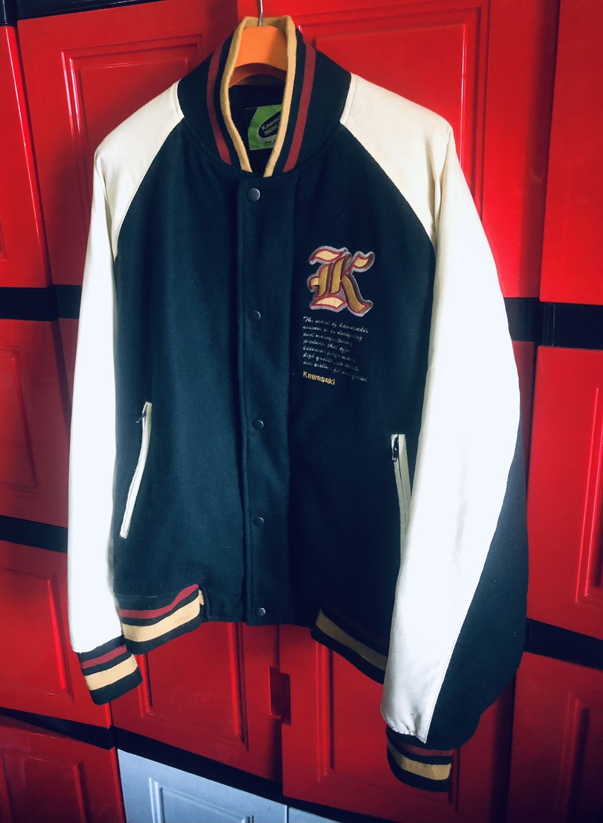 Japanese Brand × Vintage Vintage Kawasaki Varsity Jacket Size US L / EU 52-54 / 3 - 2 Thumbnail