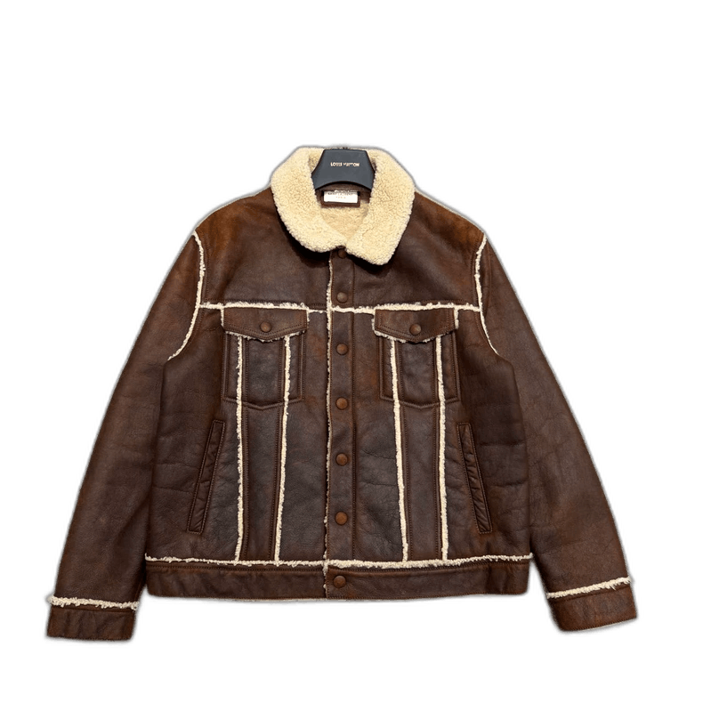 Saint Laurent Paris SLP Shearling Collar Leather Jacket Size US XL / EU 56 / 4 - 1 Thumbnail