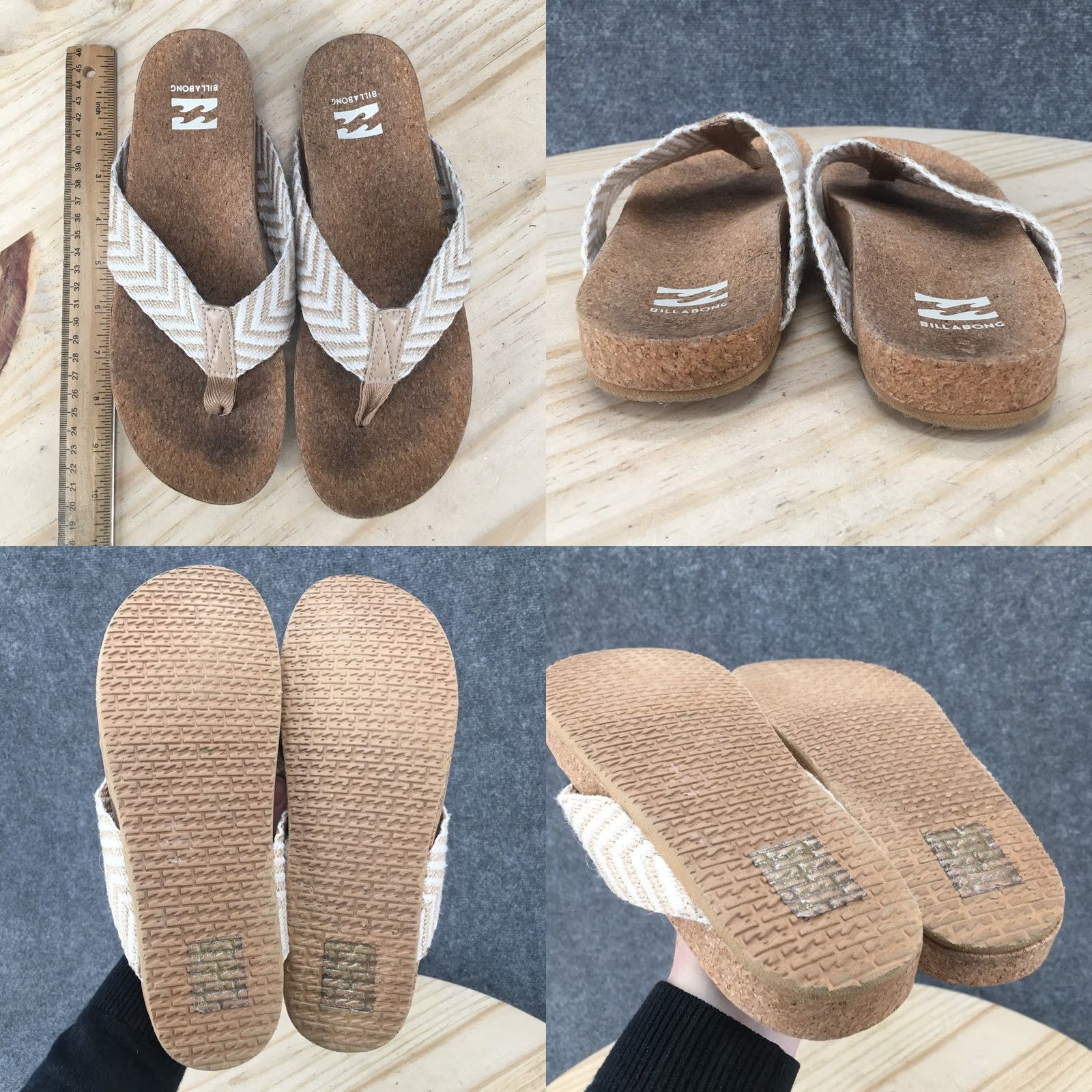 Billabong Billabong Sandals Womens 8 Kailani Chevron Slip On Flip Flops Flats Brown Fabric Size US 8 / IT 38 - 8 Thumbnail