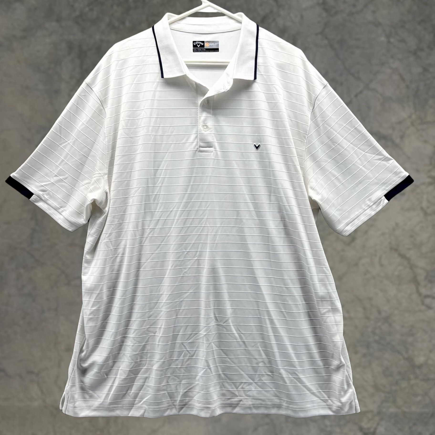 Callaway Callaway Polo Shirt Men XXL Adult White Striped Preppy Dri Polyester Short Sleeve Button Collar Size US XXL / EU 58 / 5 - 1 Thumbnail