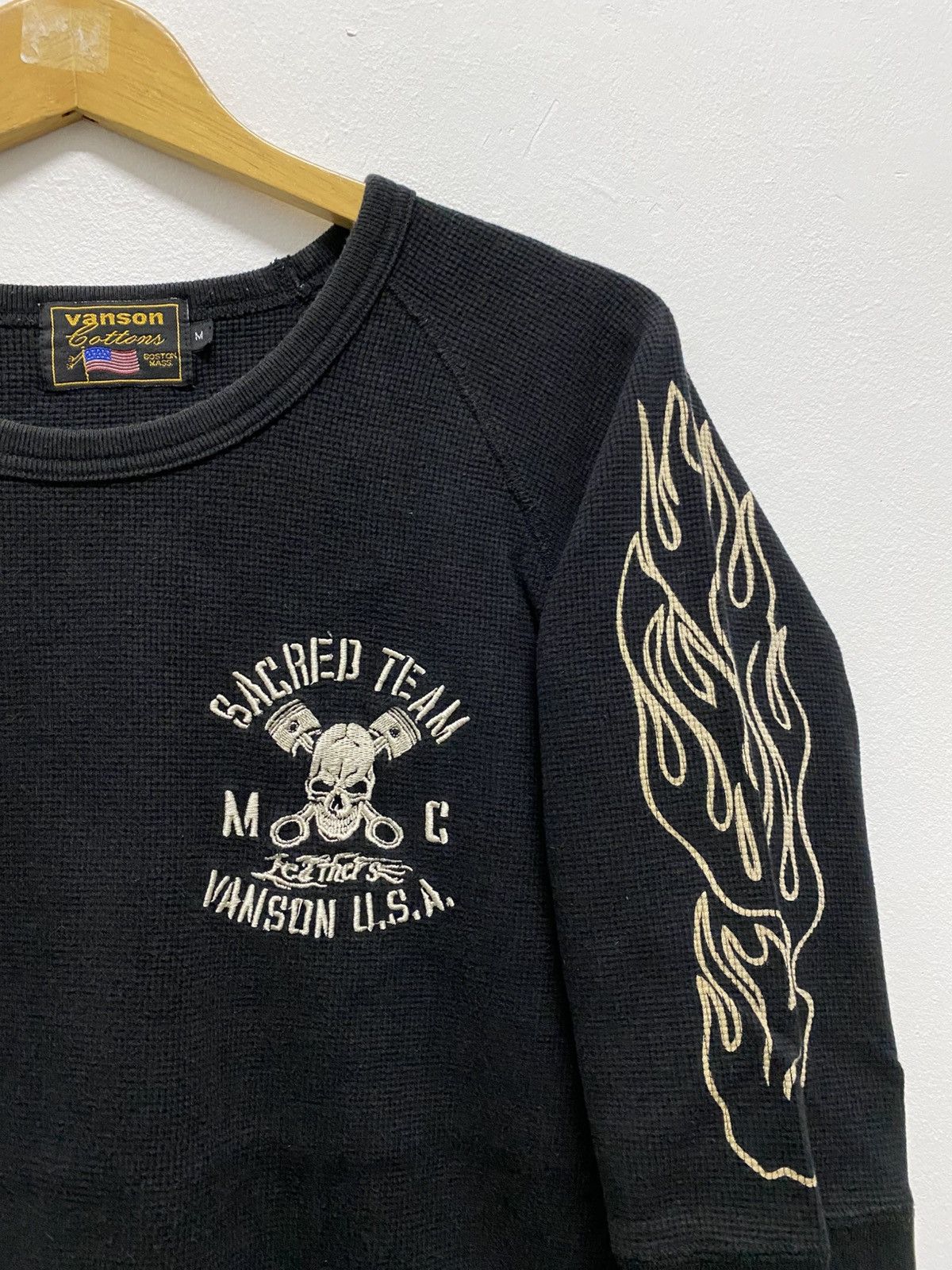 If Six Was Nine VANSON LEATHERS SKULL FLAME LONGSLEEVE ROCK PUNK STYLE Size US M / EU 48-50 / 2 - 9 Thumbnail