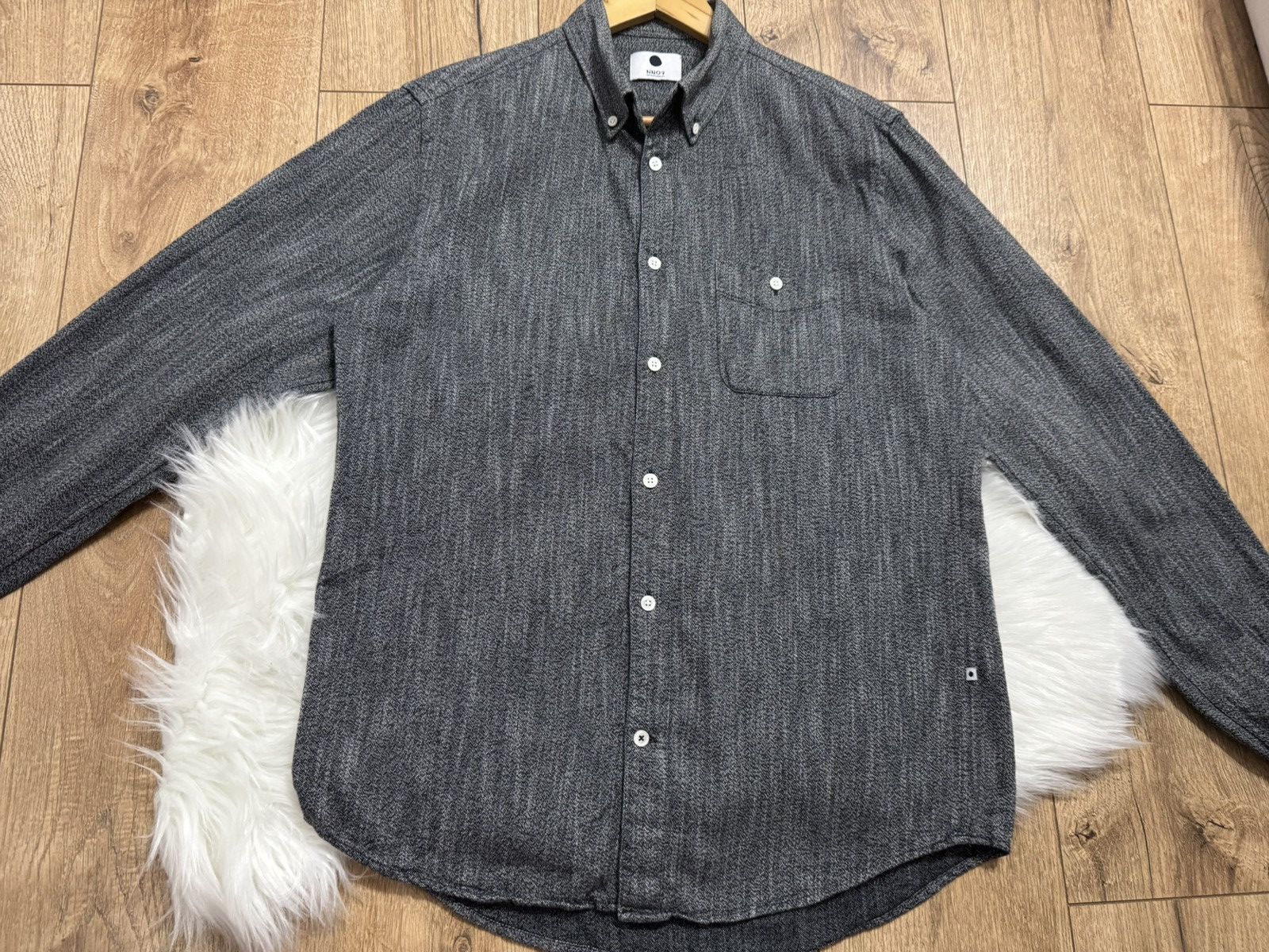 NN07 NN07 (No Nationality) Levon Herringbone Flannel Shirt Size US M / EU 48-50 / 2 - 13 Thumbnail