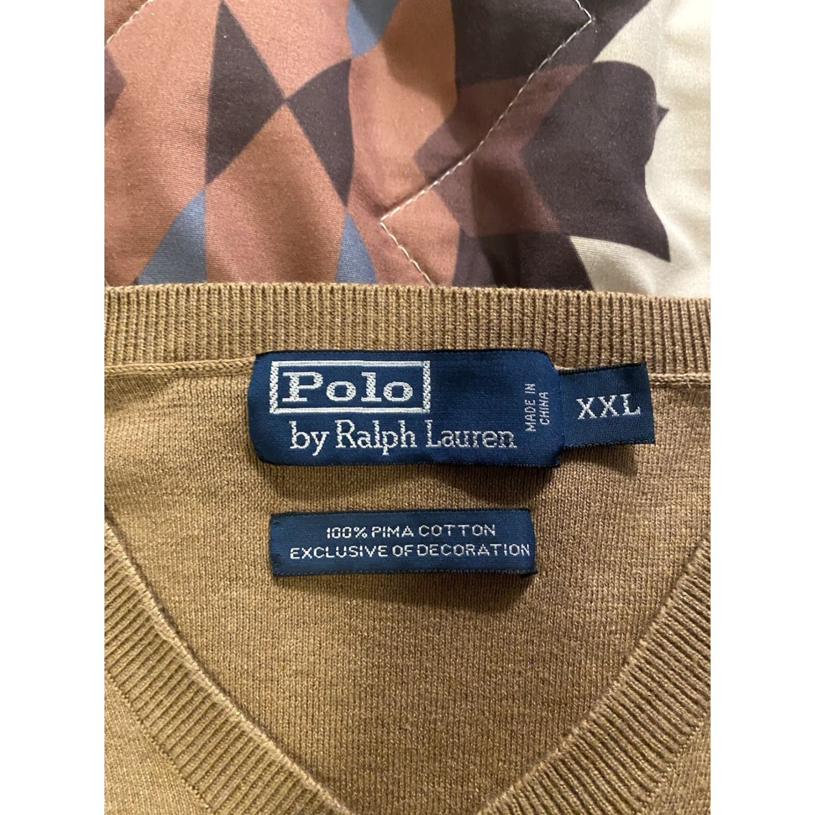 Polo Ralph Lauren VINTAGE Polo Ralph Lauren Sweater Pullover 2XL Men Brown 100% Pima Cotton V-Neck Size US XXL / EU 58 / 5 - 5 Thumbnail