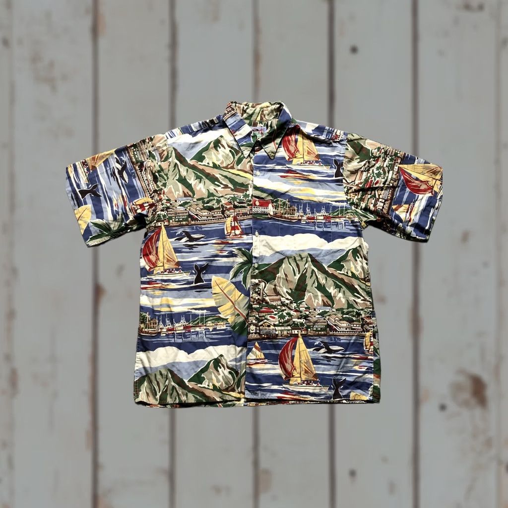 Reyn Spooner Reyn Spooner Shirt Mens L Blue Hawaiian Aloha Sailboats Whales Made Hawaii Button-Up Short Sleeve Size US L / EU 52-54 / 3 - 1 Thumbnail