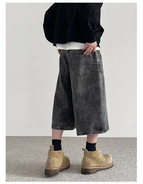 VIBE Baggy Washed Denim Shorts Size US 30 / EU 46 - 3 Thumbnail