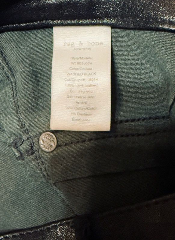 Rag & Bone rag & bone / JEAN Black Lamb Leather Skinny Pants – Size 24 Size 24" / US 00 / IT 34 - 4 Thumbnail