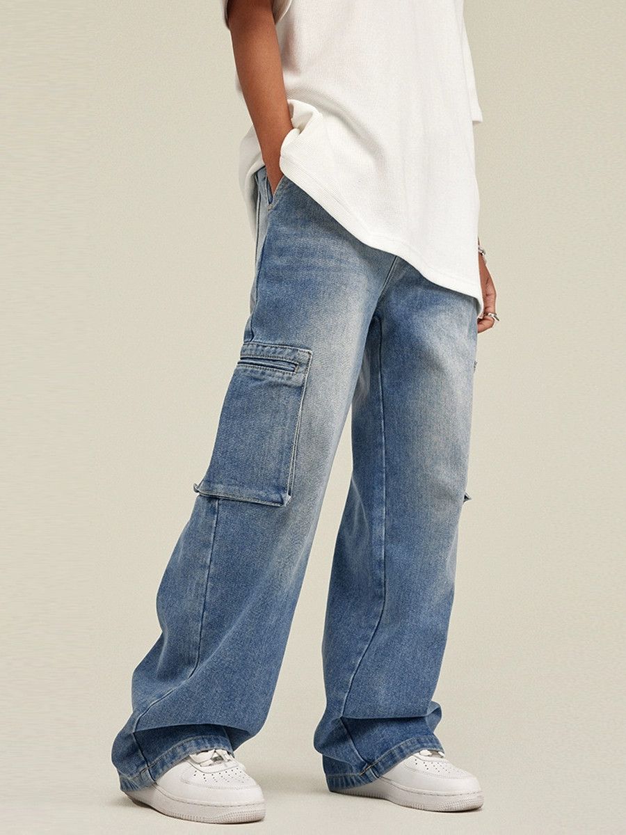y2k washed faded skate hiphop cargo jeans
