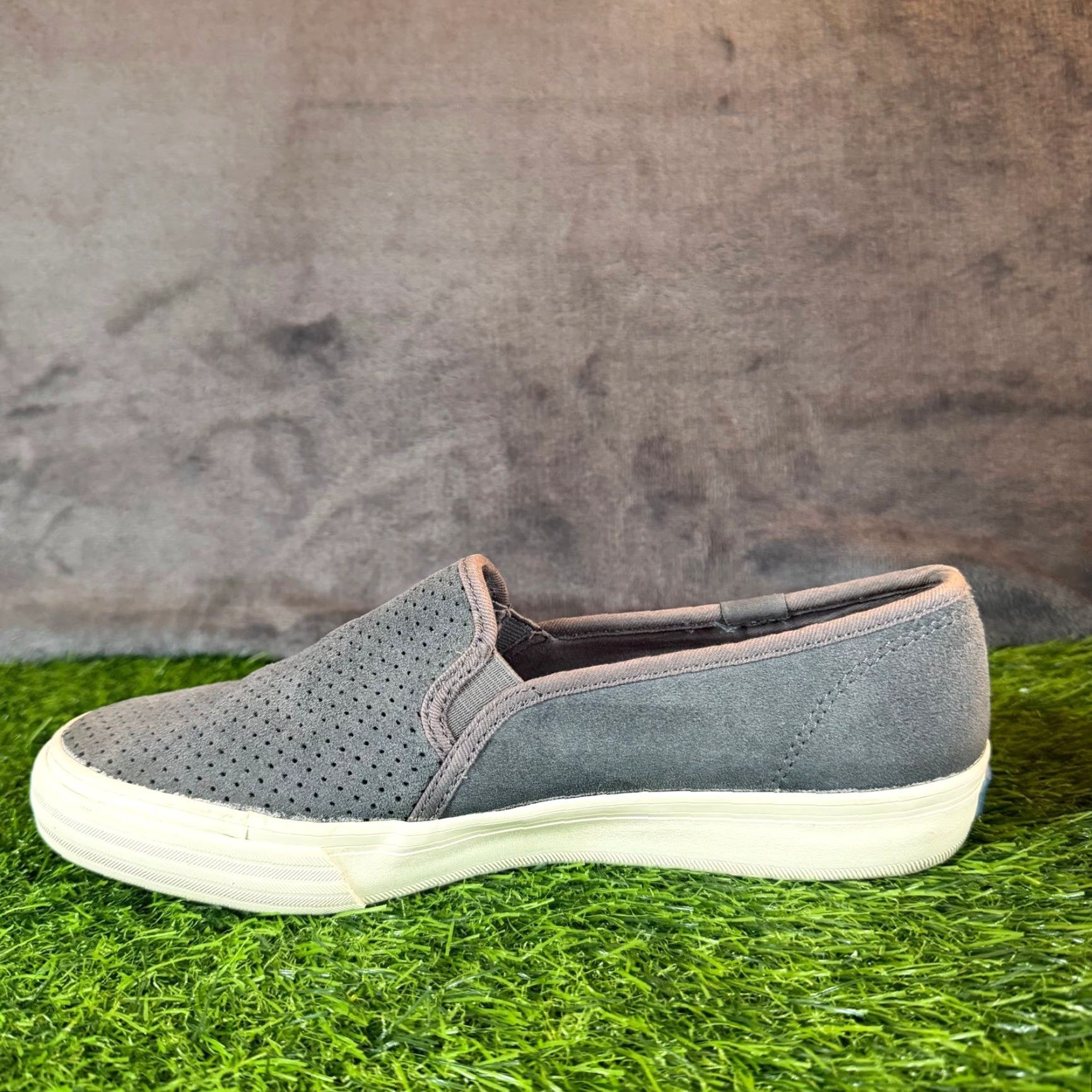 Keds Keds Double Decker Sneaker Slip On Grey Perforated Suede Womens 7.5 Shoes Casual Comfort Size US 5 / IT 35 - 4 Thumbnail
