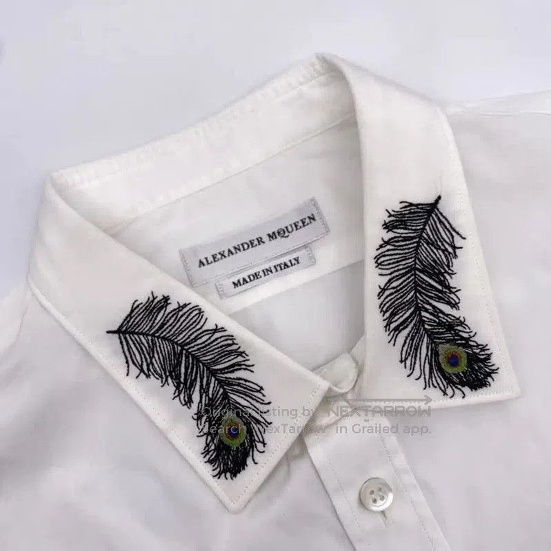 Alexander McQueen Alexander McQueen White Cotton Long Sleeve Shirt . Size US L / EU 52-54 / 3 - 3 Thumbnail