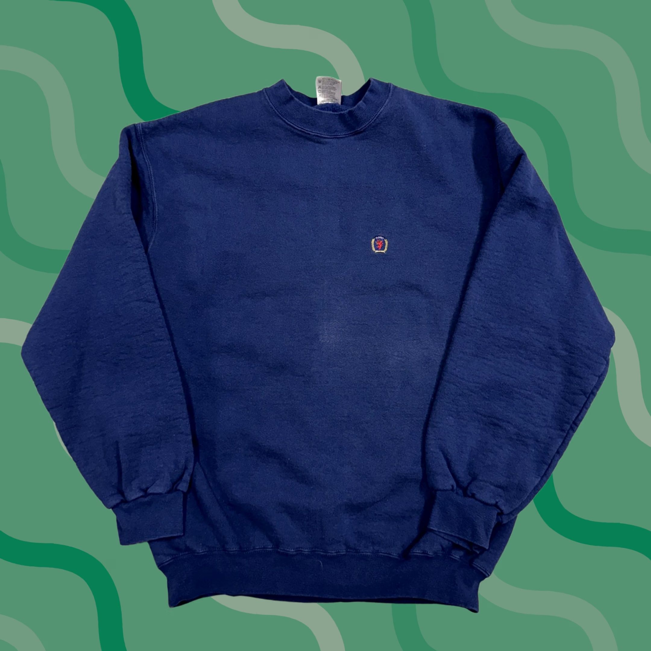 Vintage Oneita Sweatshirt Mens XL Navy Blue Crest Power-Sweats Embroidered Logo Pullover Fleece Cotton Polyester Crewneck Size US XL / EU 56 / 4 - 1 Thumbnail