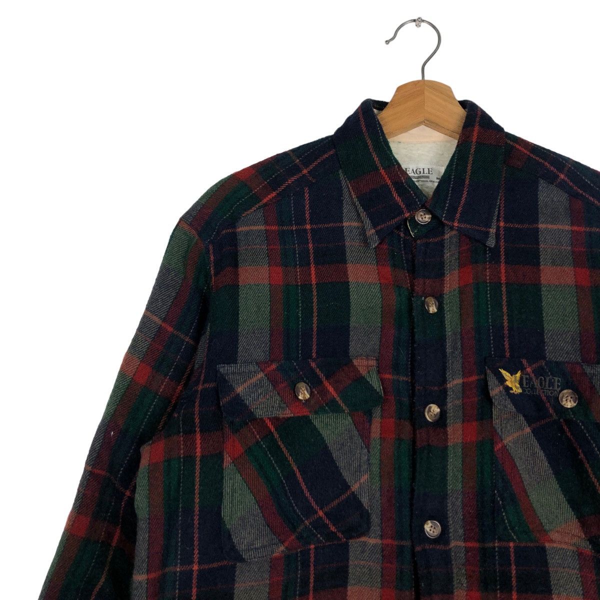 Flannel 🔥Vtg Flannel Wool Jacket Eagle Japan Tartan Design Checked Size US M / EU 48-50 / 2 - 7 Thumbnail