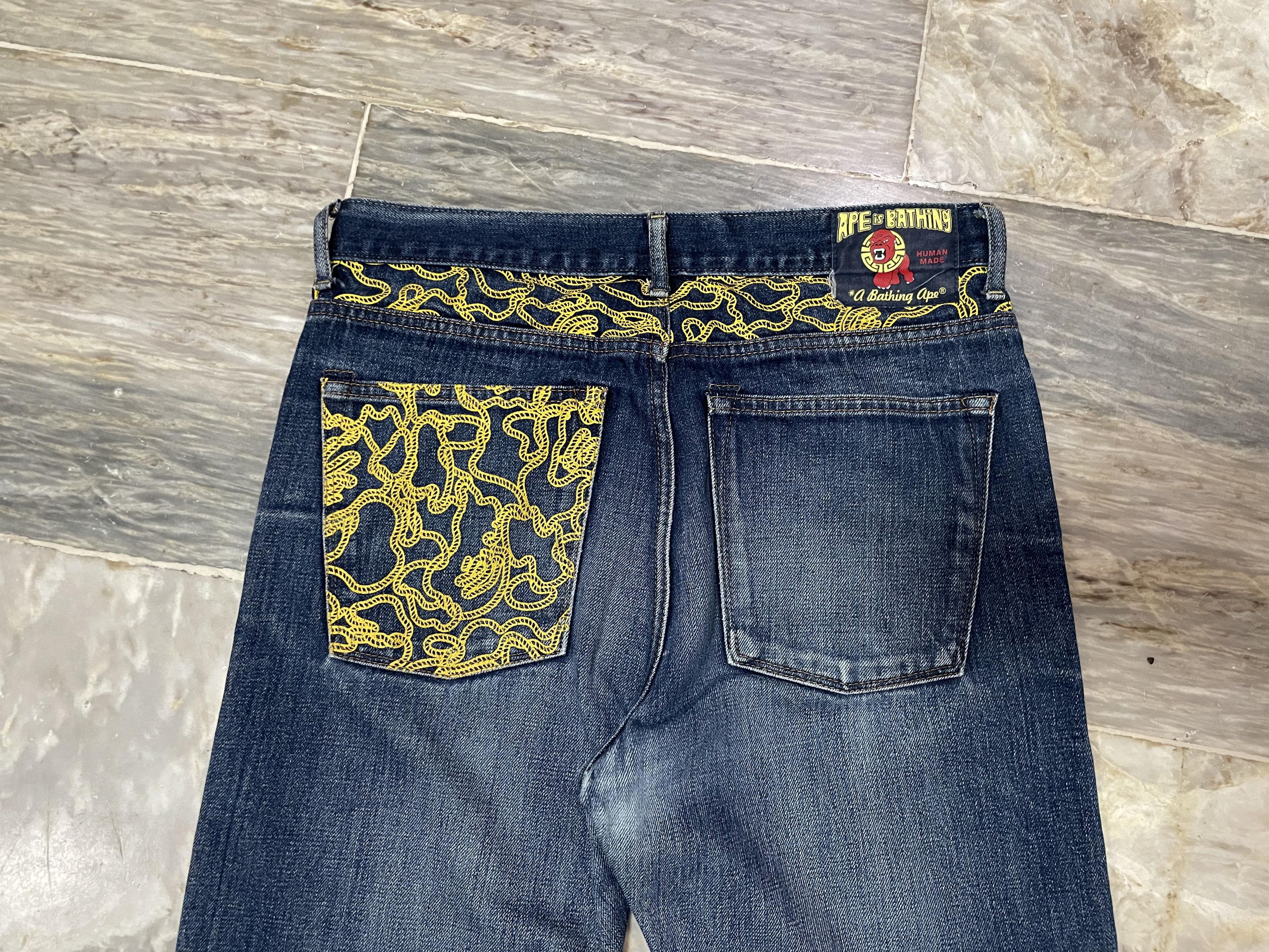 Bape Bape Tapered Jeans - Selvedge - Gold Rope Camo Patter Print Size US 32 / EU 48 - 2 Thumbnail