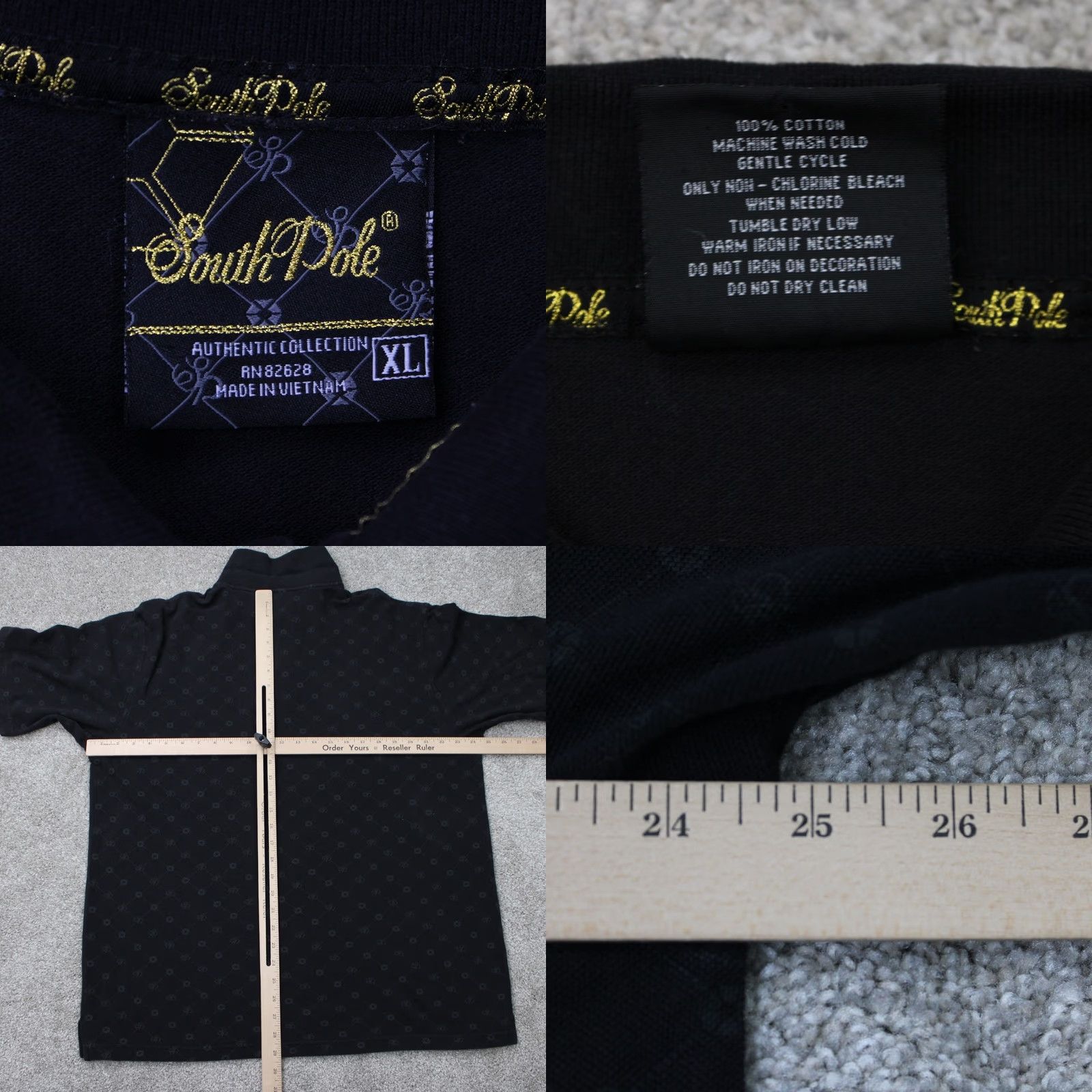 Southpole VINTAGE Southpole Polo Shirt Mens XL Black Logo All Over Print Cotton S/S Pullover Size US XL / EU 56 / 4 - 8 Thumbnail