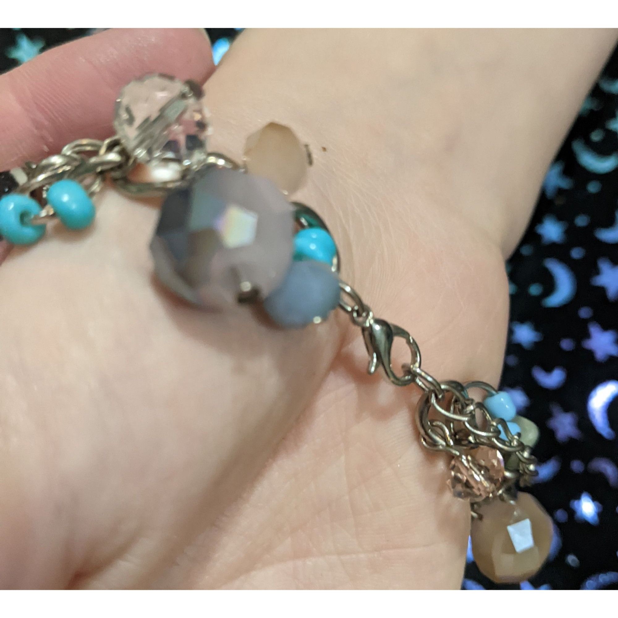 Other Faceted Glass Charm Pastel Chain Bracelet Size ONE SIZE - 4 Thumbnail