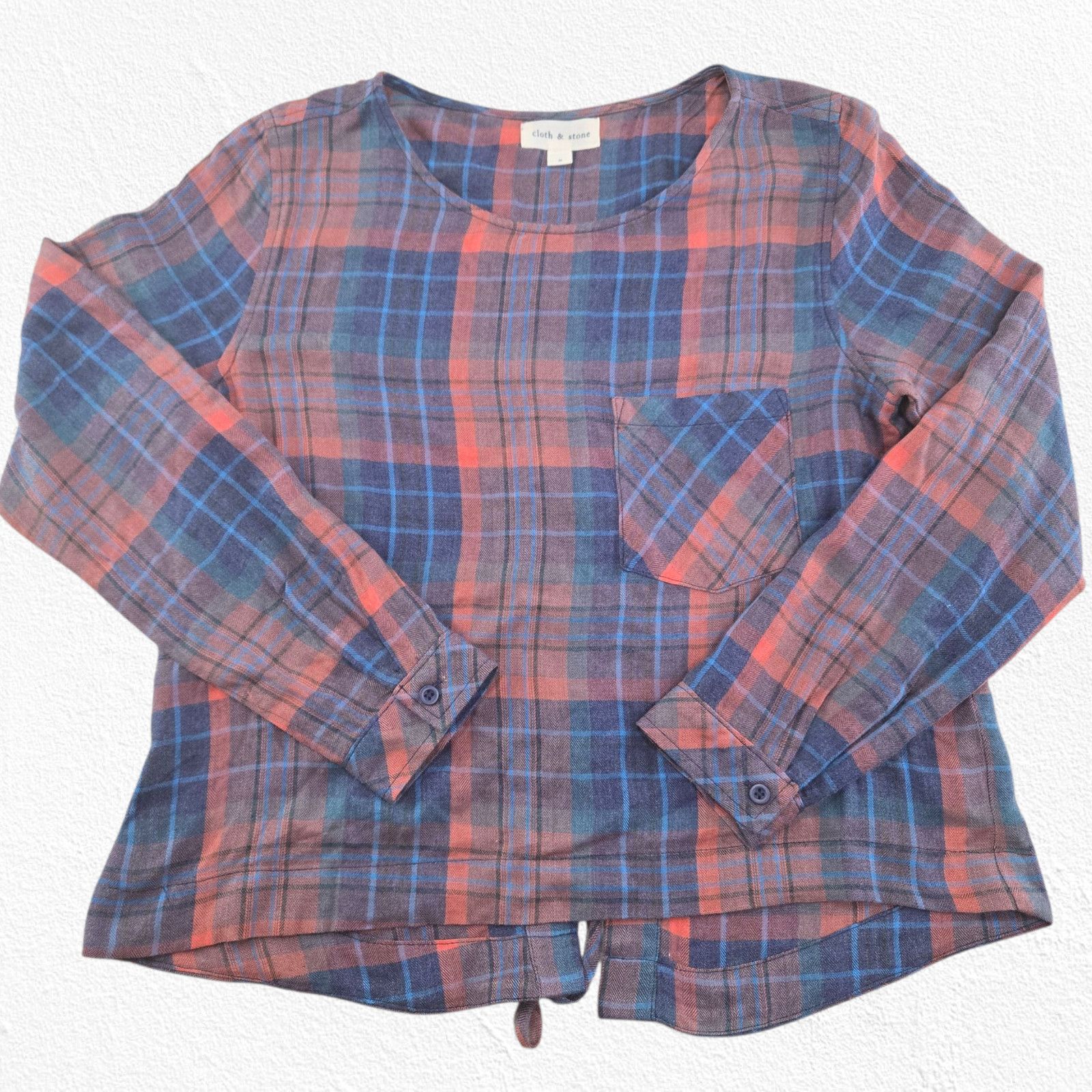 Other Cloth & Stone Plaid Lace-Up Back Flannel Top Size Small Size S / US 4 / IT 40 - 7 Thumbnail
