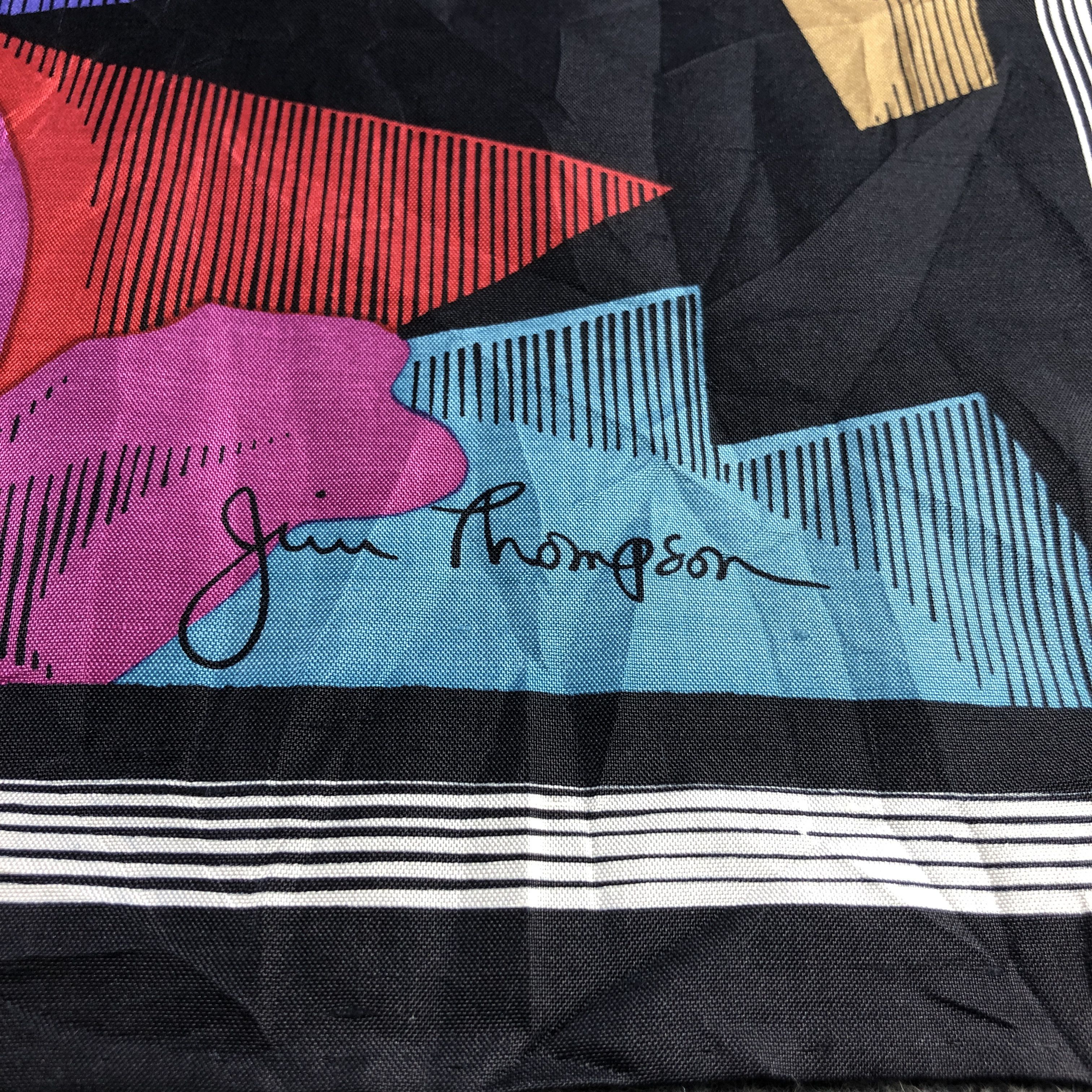 Jim Thompson Vintage Jim Thompson Floral Hand Rolled Silk Scarf M1294 Size ONE SIZE - 4 Thumbnail
