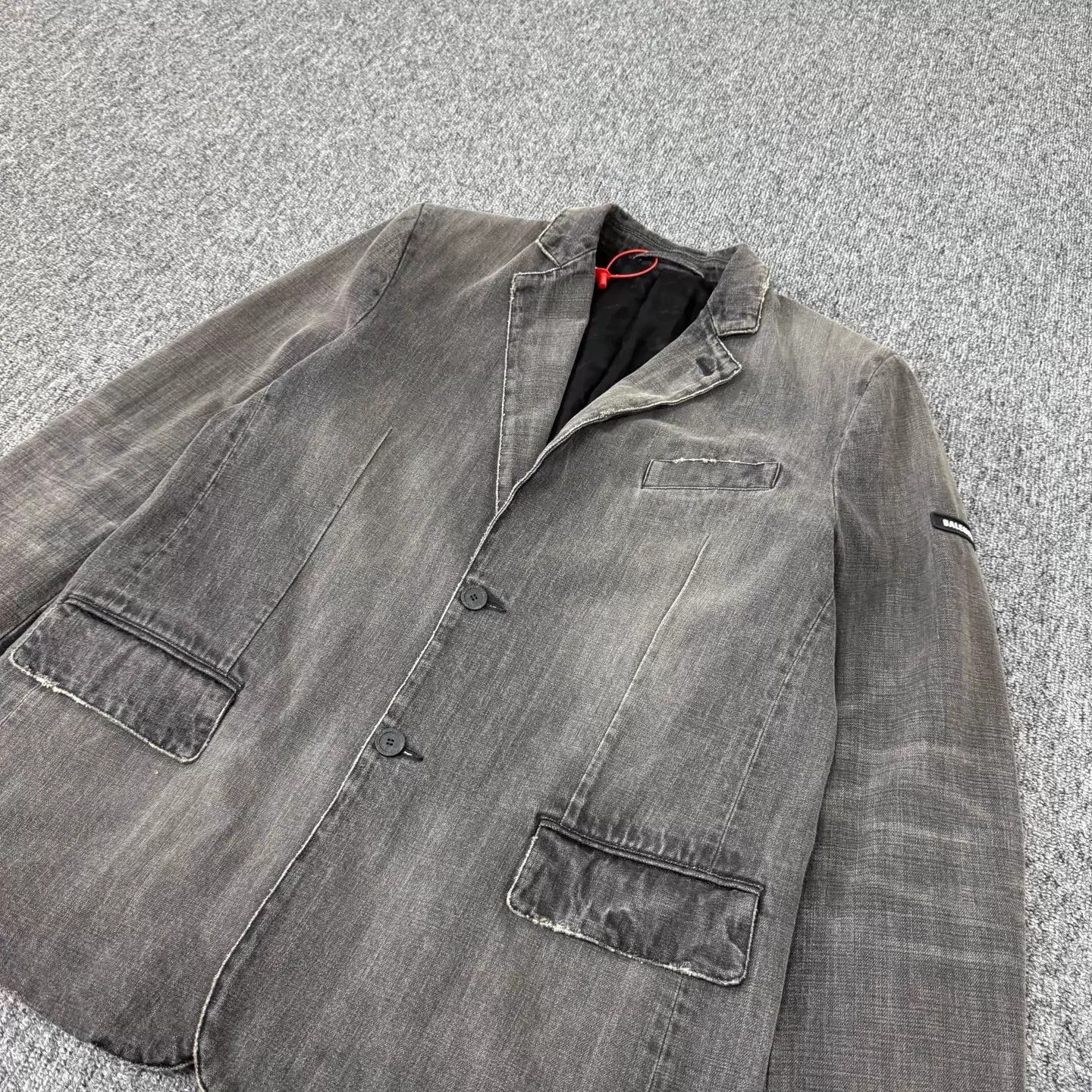 Balenciaga Balenciaga Denim Blazer Oversized Sleeve Logo Wash Gray 42 New Size M / US 6-8 / IT 42-44 - 3 Thumbnail